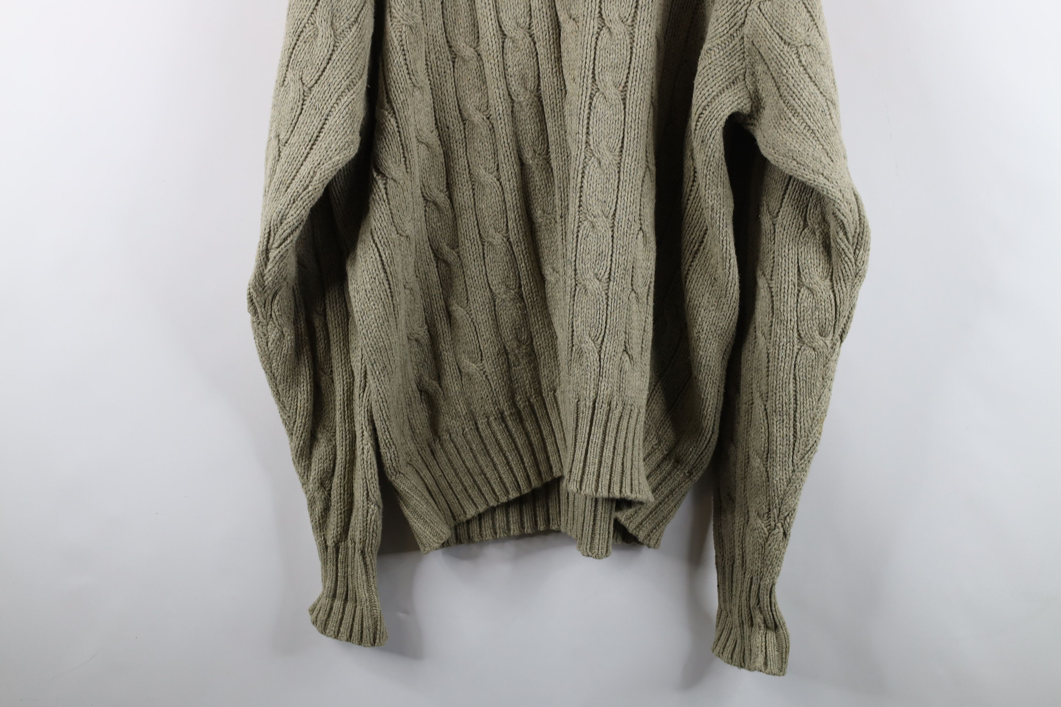 Polo Ralph Lauren Vintage 90s Ralph Lauren Cable Knit Crewneck Sweater Green Size US XL / EU 56 / 4 - 11 Thumbnail