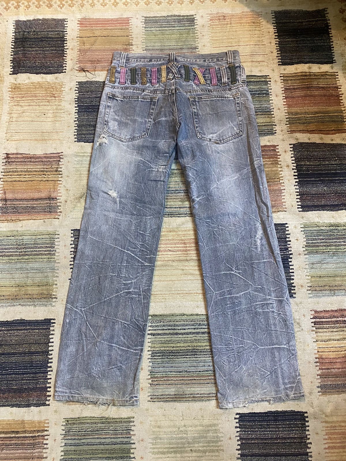 If Six Was Nine × Japanese Brand ❗️Distressed ❗️ Nylaus Denim Double Waist Jeans Size US 32 / EU 48 - 6 Thumbnail