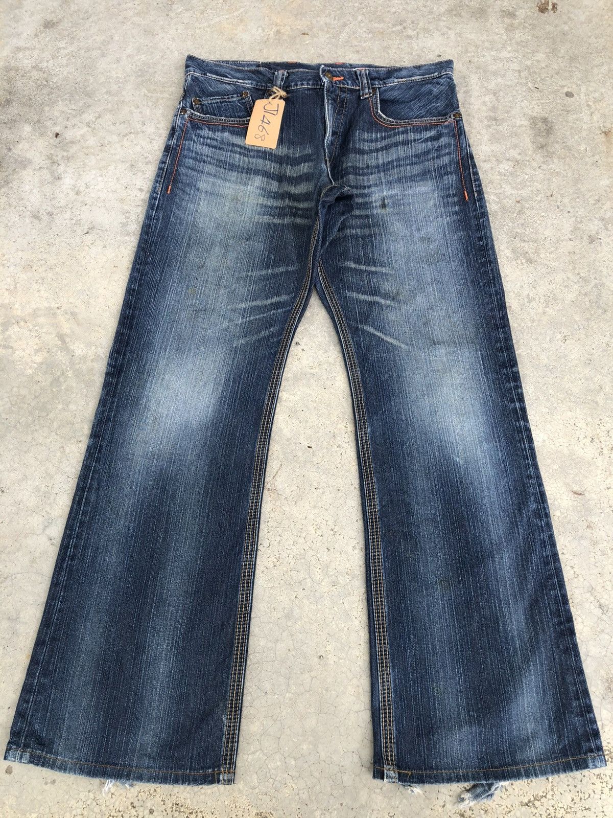 If Six Was Nine Japanese Edwin Flared Jeans Distressed Back Buckle Size US 34 / EU 50 - 2 Thumbnail
