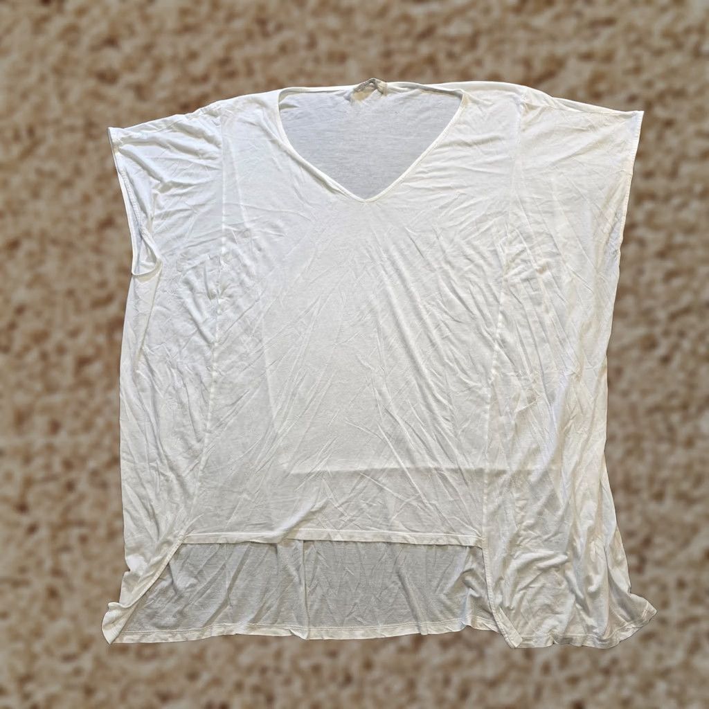 Allsaints AllSaints Top Womens Size 4 White V Neck High Low Lightweight Capsule Beachy Size S / US 4 / IT 40 - 1 Thumbnail