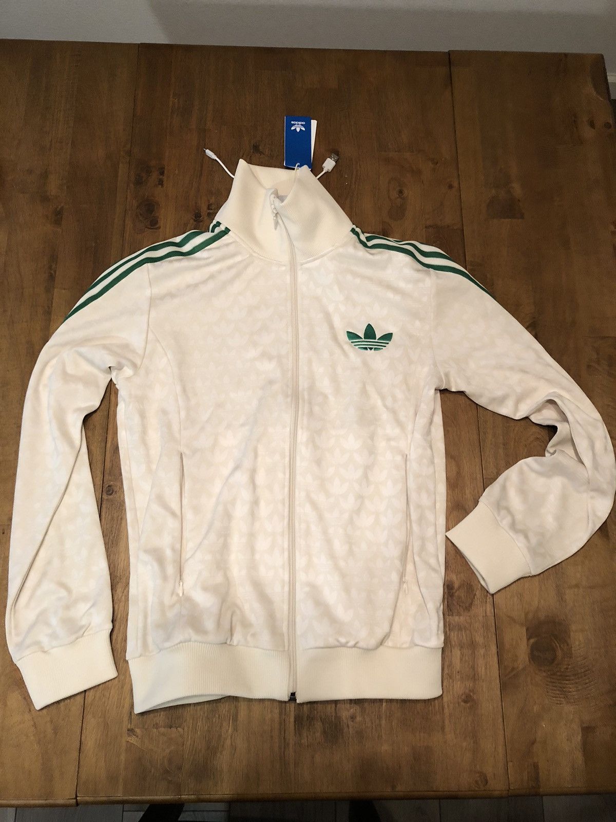 Image of Adidas Adicolor Monogram Track Jacket White Small, Men's