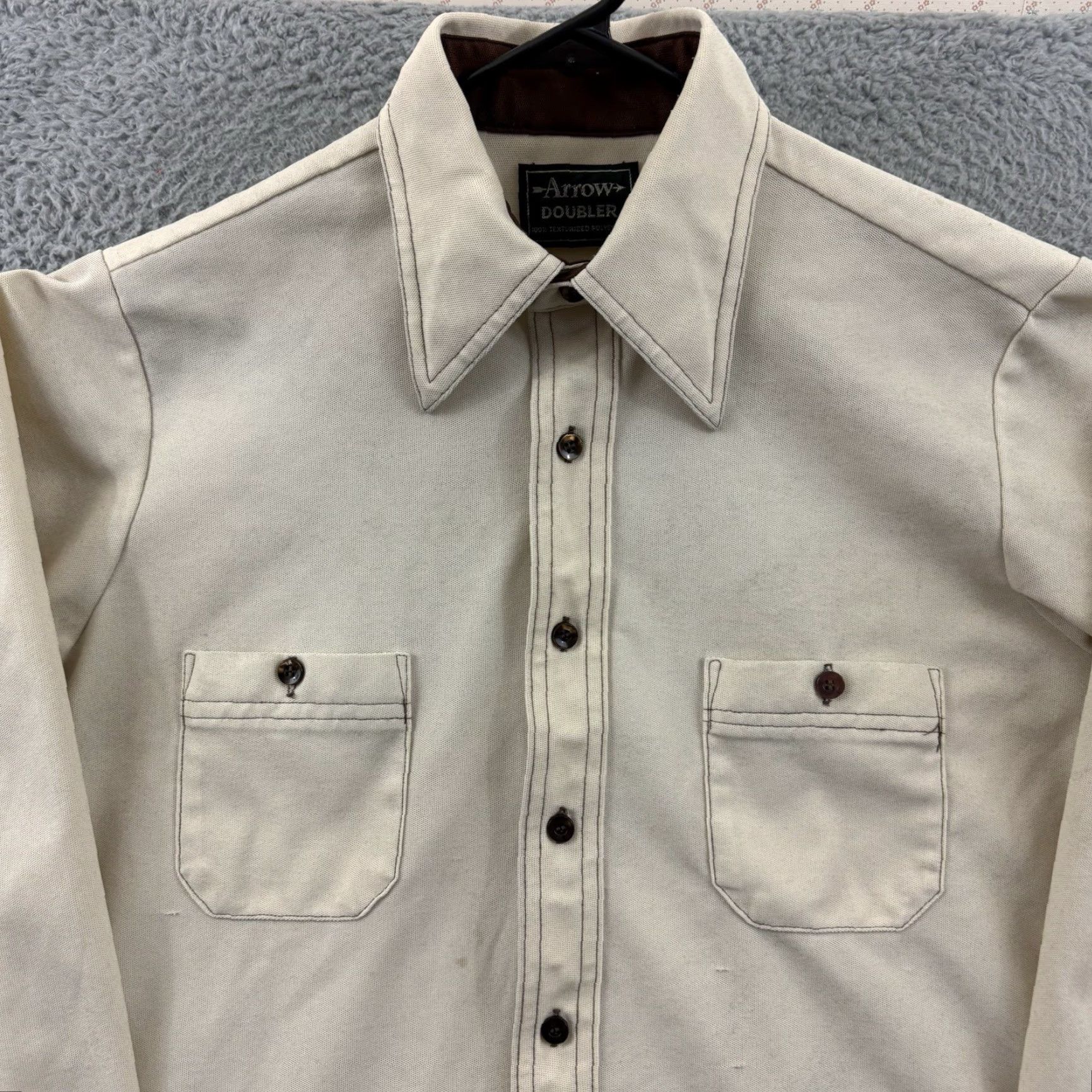 Arrow VINTAGE Arrow Doubler Shirt Mens Medium Beige Long Sleeve 70s Button Up Western Size US M / EU 48-50 / 2 - 3 Thumbnail