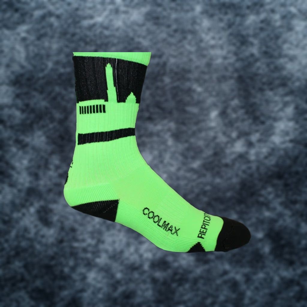 Vintage Rep It City Washington DC Lime Green Black CoolMax Basketball Socks Mens M/L Socks Size ONE SIZE - 1 Thumbnail