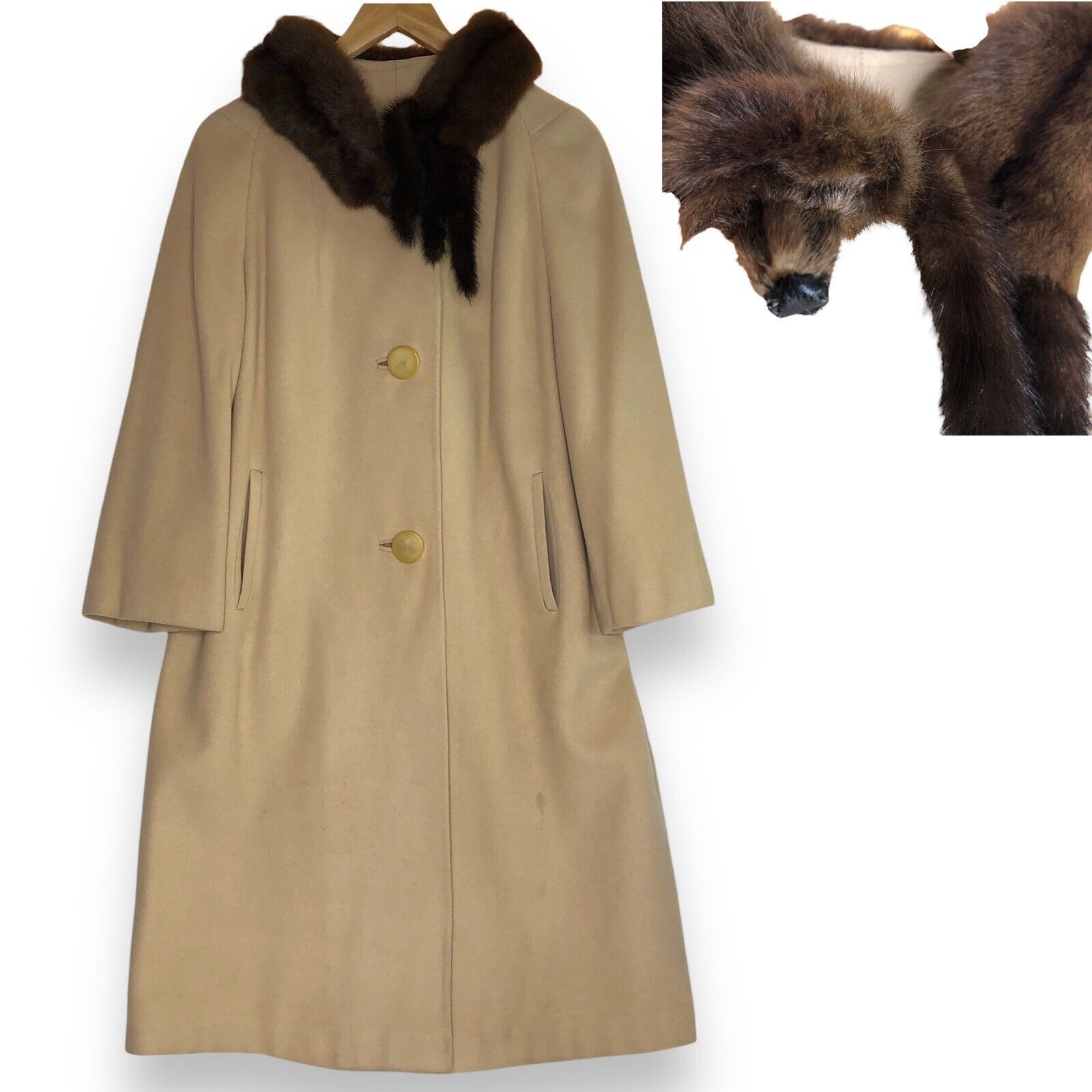 Other Women 80s Tan Long Coat Sz S 100% Cashmere Brown Real ming Size S / US 4 / IT 40 - 1 Thumbnail