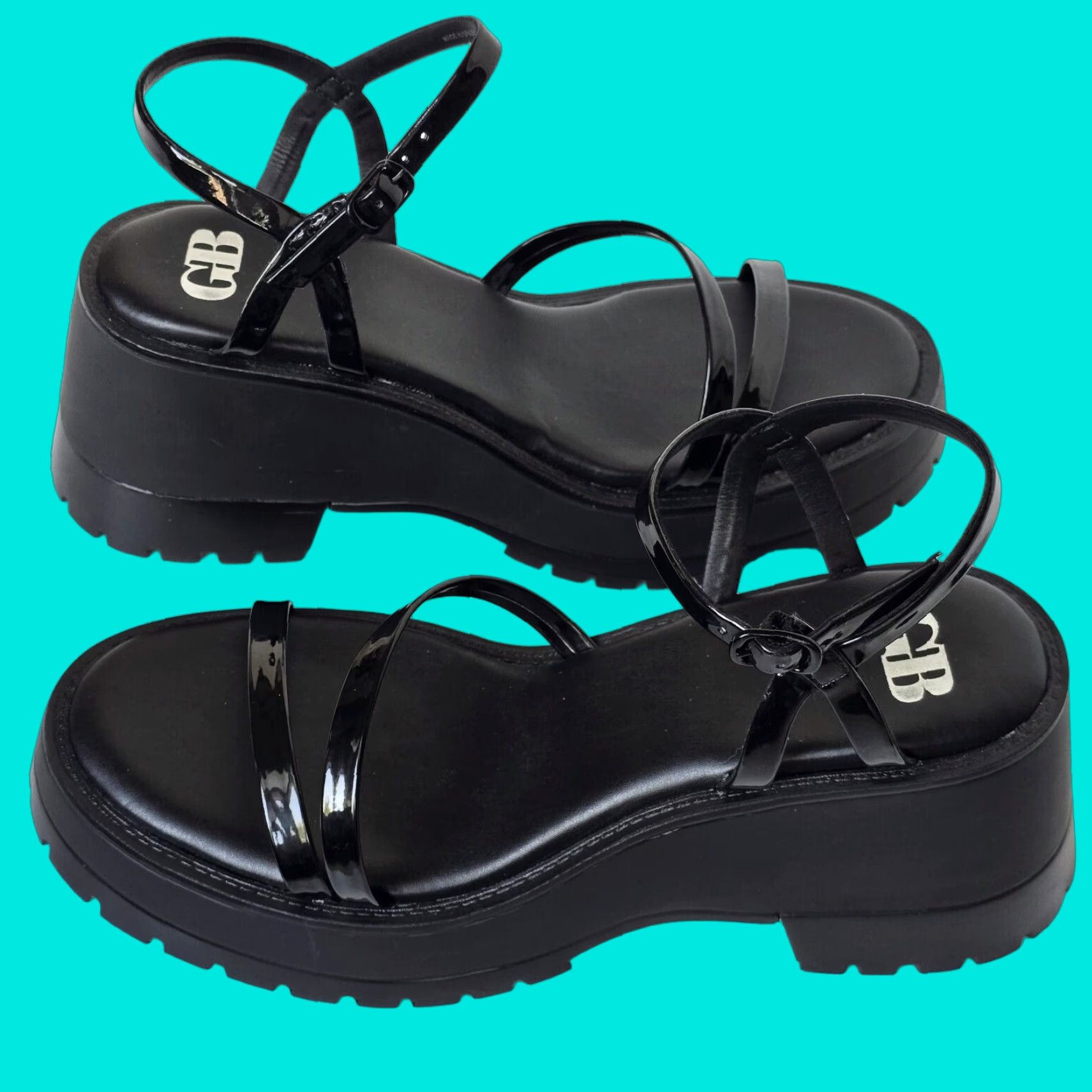 VINTAGE Gianni Bini Women's Sandals Platform Wedge Strappy Leather