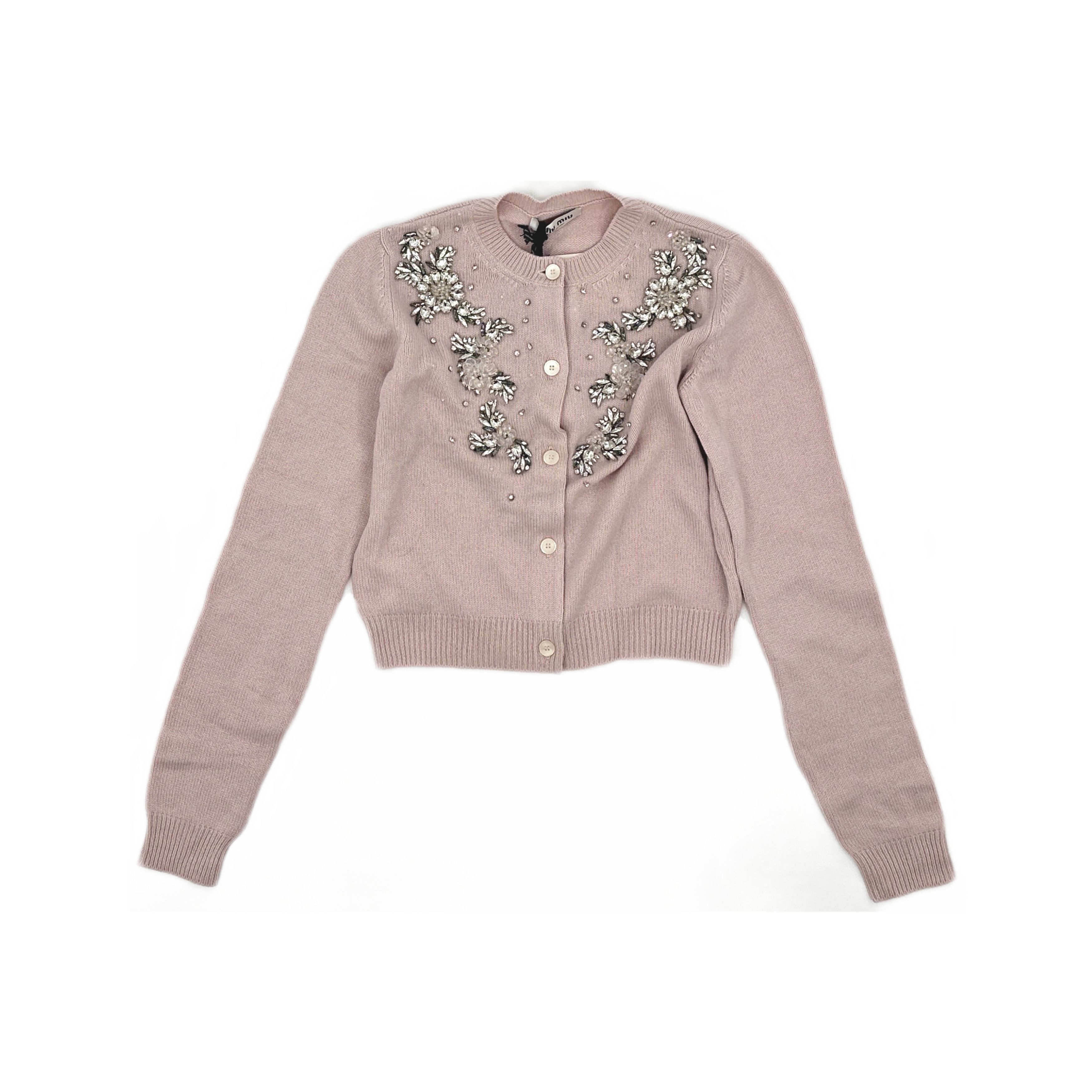 Miu Miu Miu Miu Crystal Embellished Cardigan Size 40 Size S / US 4 / IT 40 - 1 Thumbnail