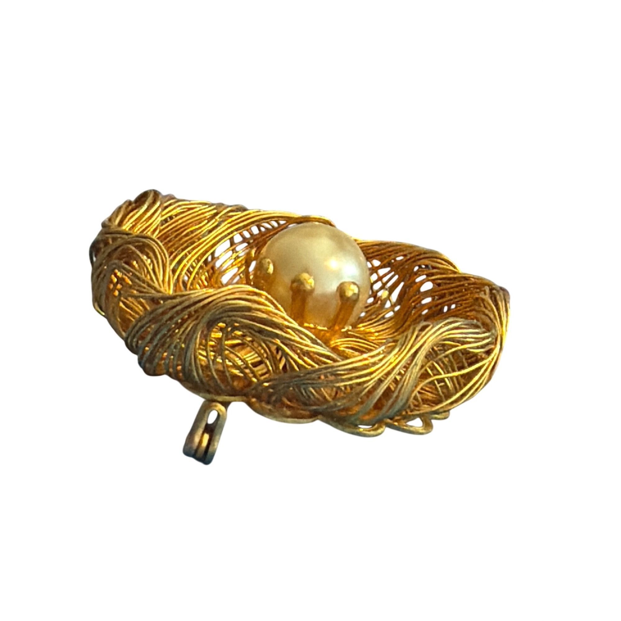 Other Vintage Gold Tone Filigree Flower Wire Wrapped Brooch Faux P Size ONE SIZE - 2 Thumbnail