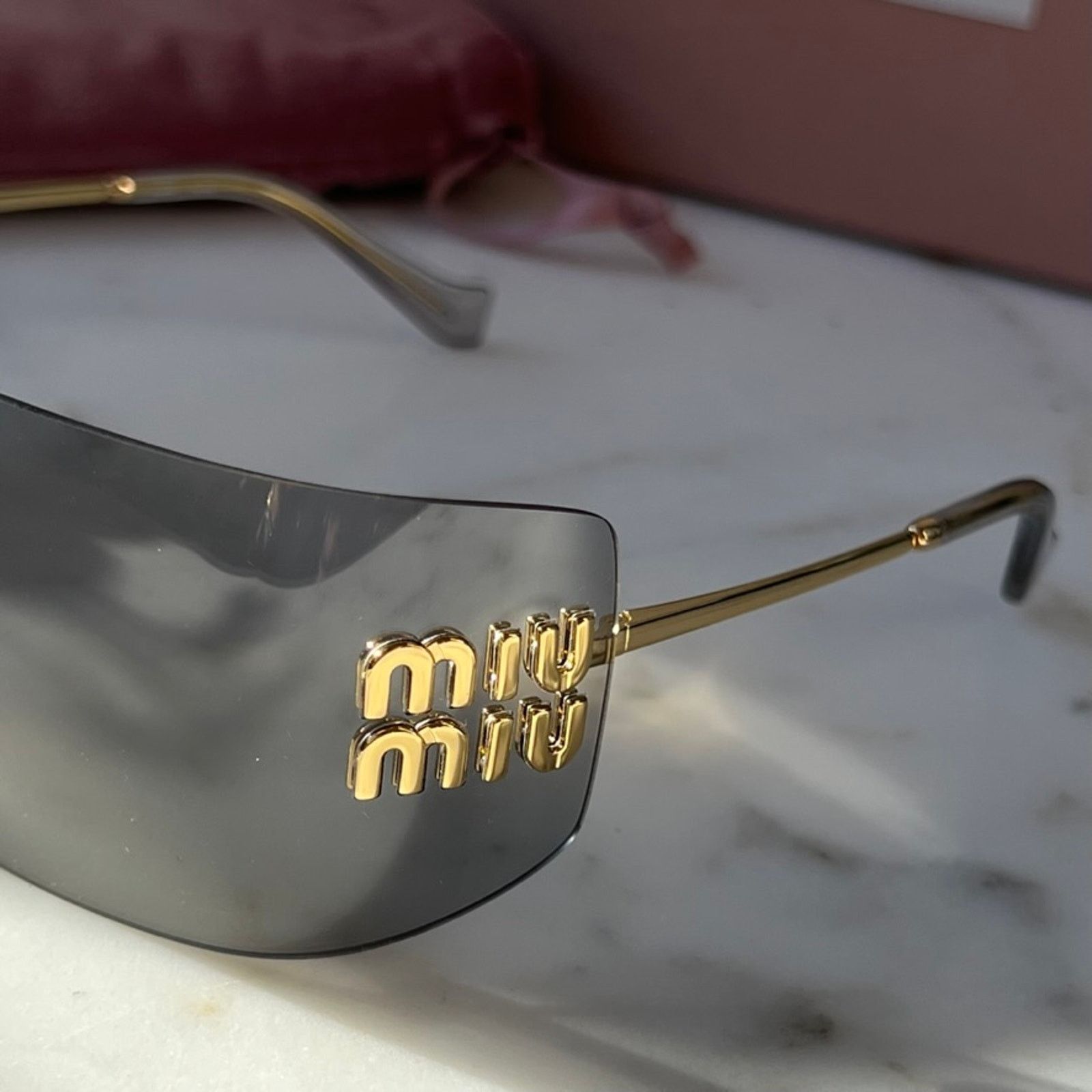 Miu Miu NEW Miu Miu MU54YS Grey Mask Sunglasses Size ONE SIZE - 8 Thumbnail