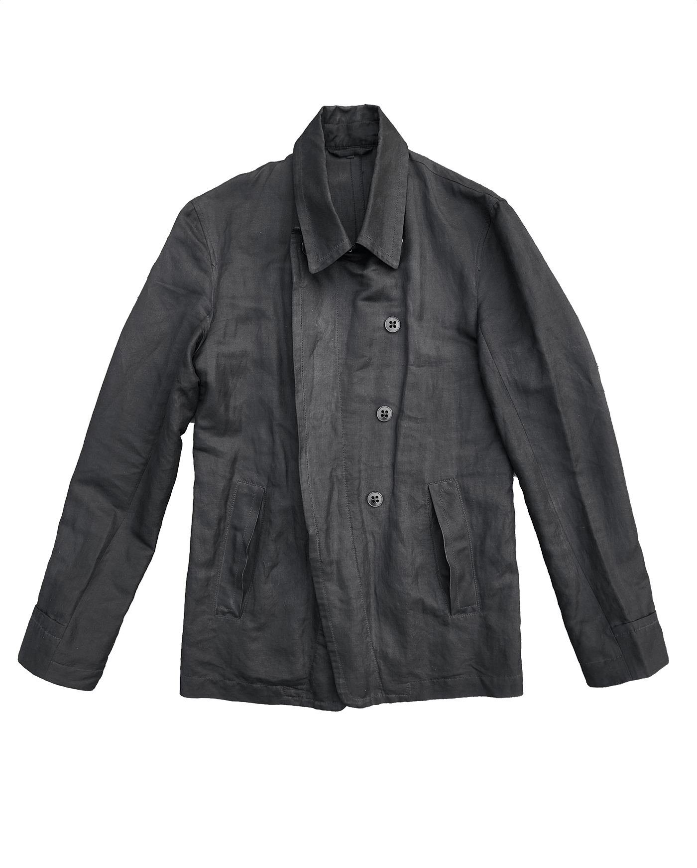 image of Ann Demeulemeester Double-Breasted Silk Jacket in Black, Men's (Size XS)