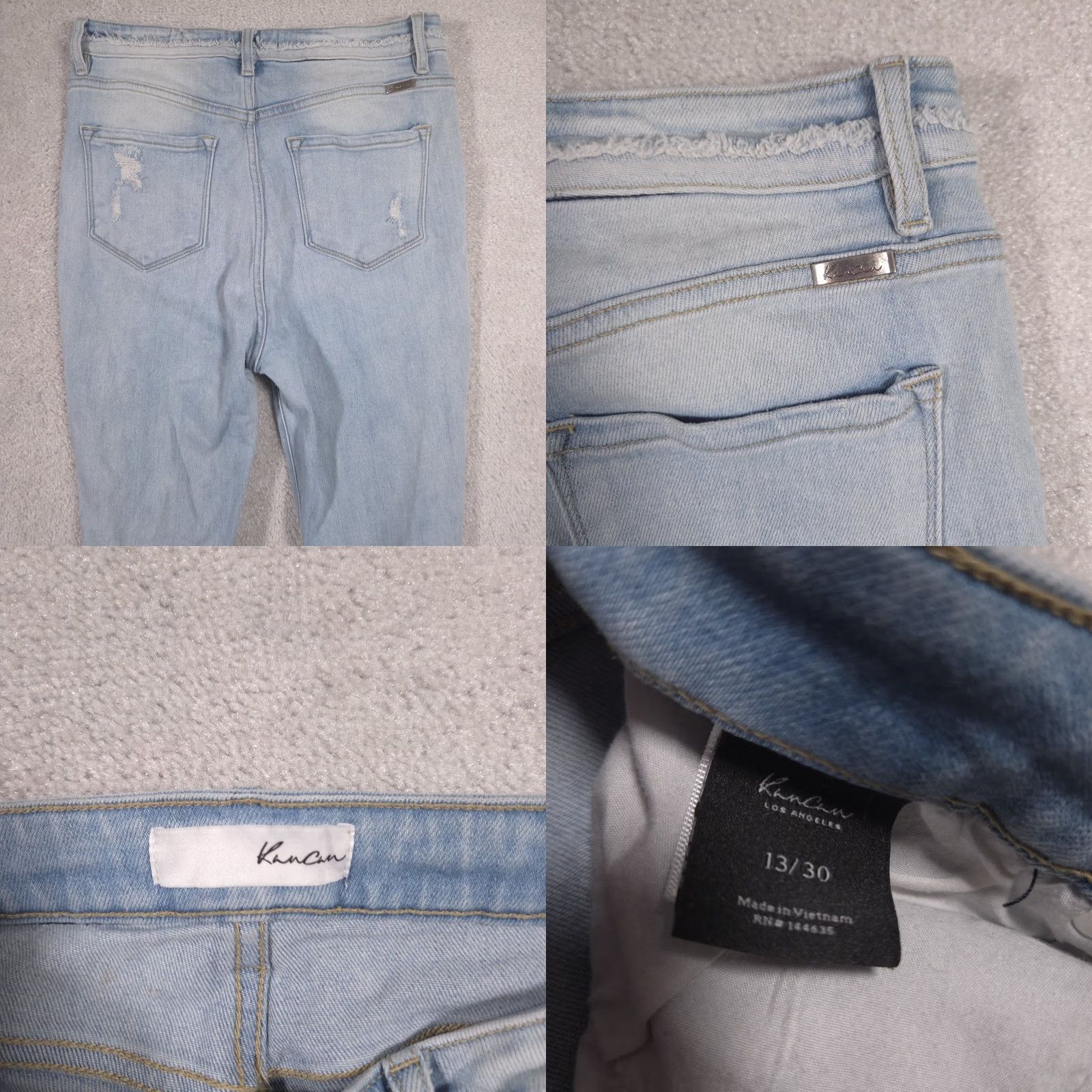 Vintage KanCan Jeans Womens 13/30 Blue Light Wash High Rise Distressed Ankle Jeans, Regular, Denim, 30 Inseam, 26 Inseam? Size 34" / US 12 / IT 48 - 9 Thumbnail