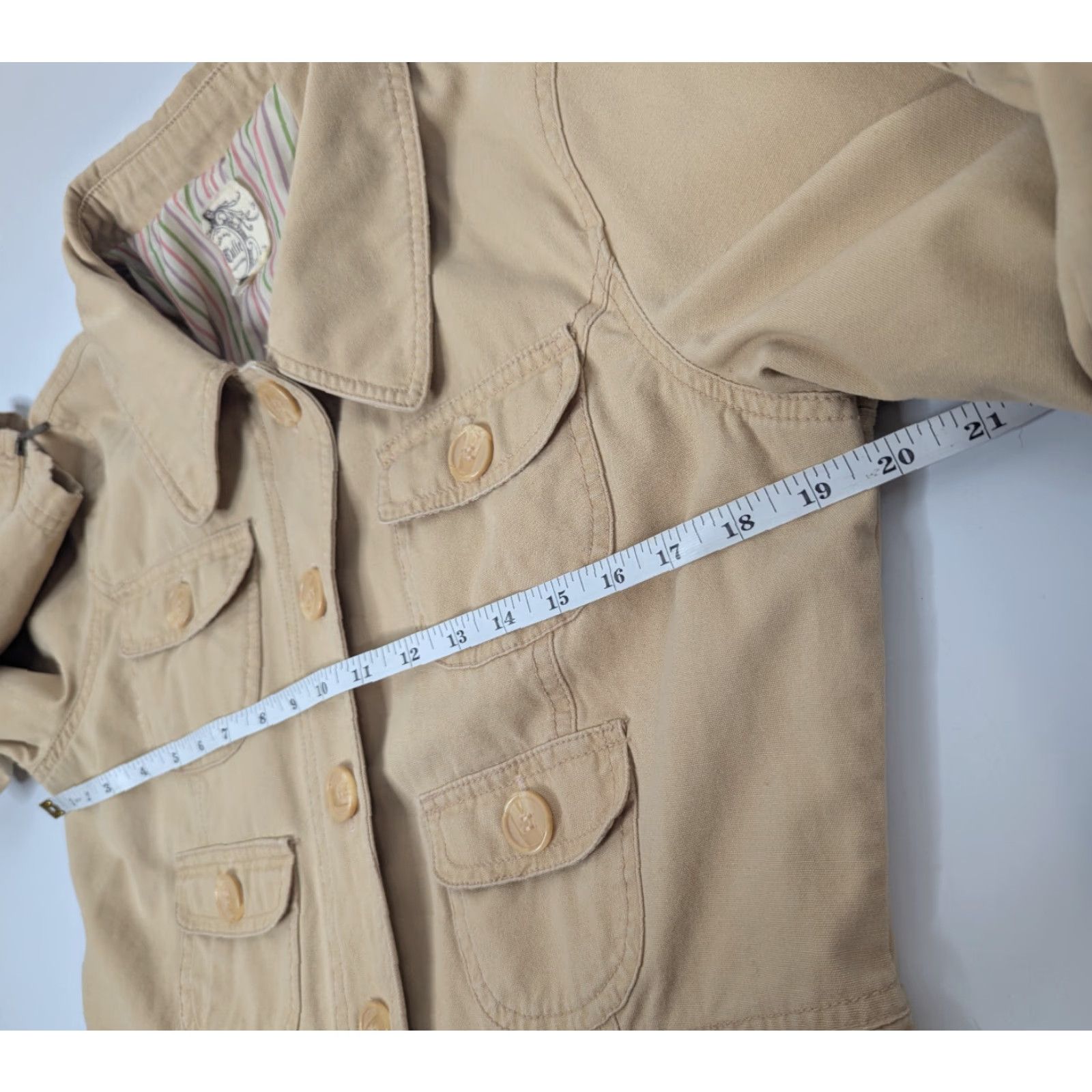 Vintage VINTAGE Anthropologie Tulle Womens Mid Length Chore Lined Coat Size XL Khaki Button Barn Size XL / US 12-14 / IT 48-50 - 5 Thumbnail