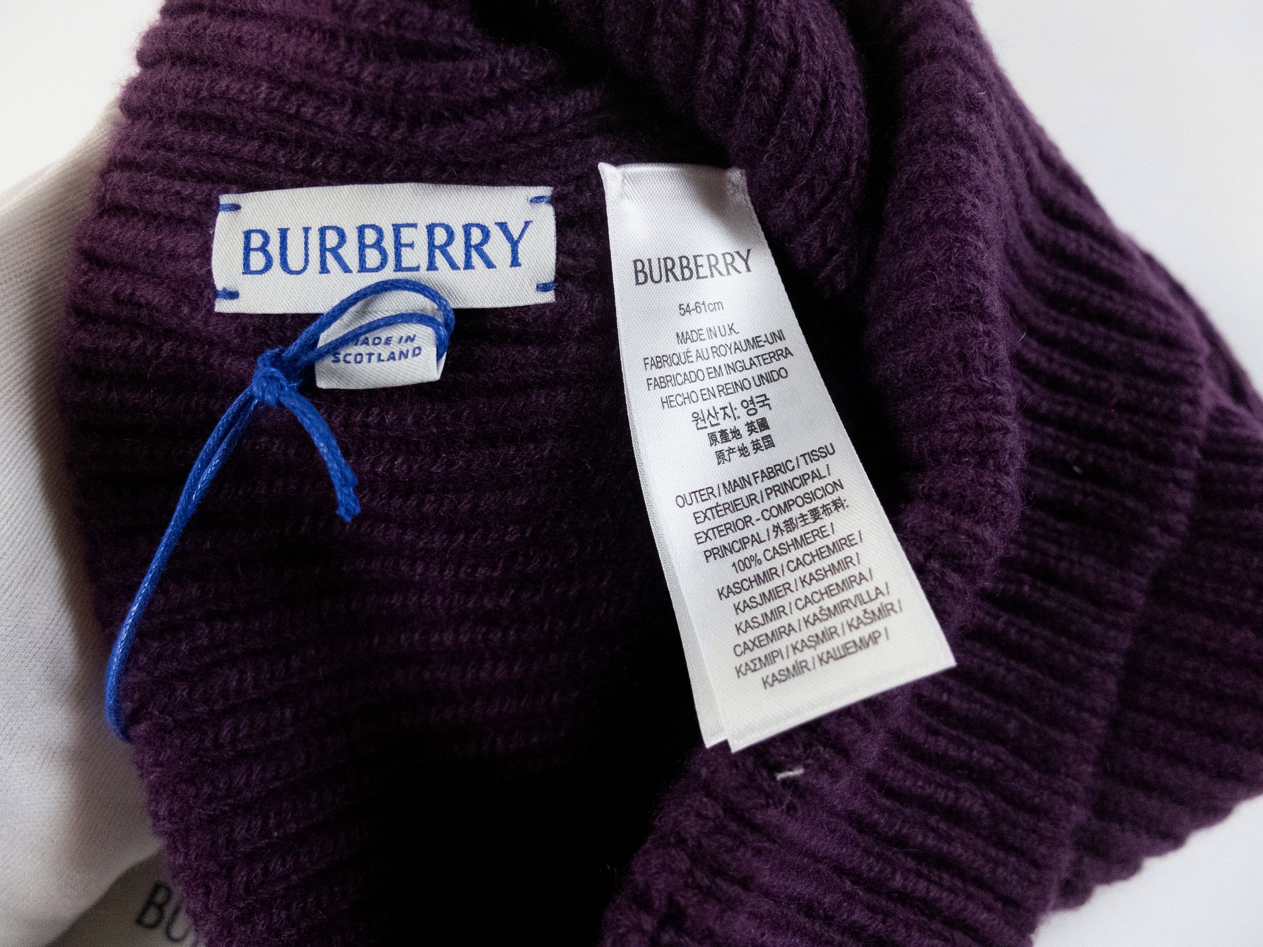 Burberry BURBERRY EKD logo embroidered purple cashmere beanie hat Size ONE SIZE - 6 Thumbnail