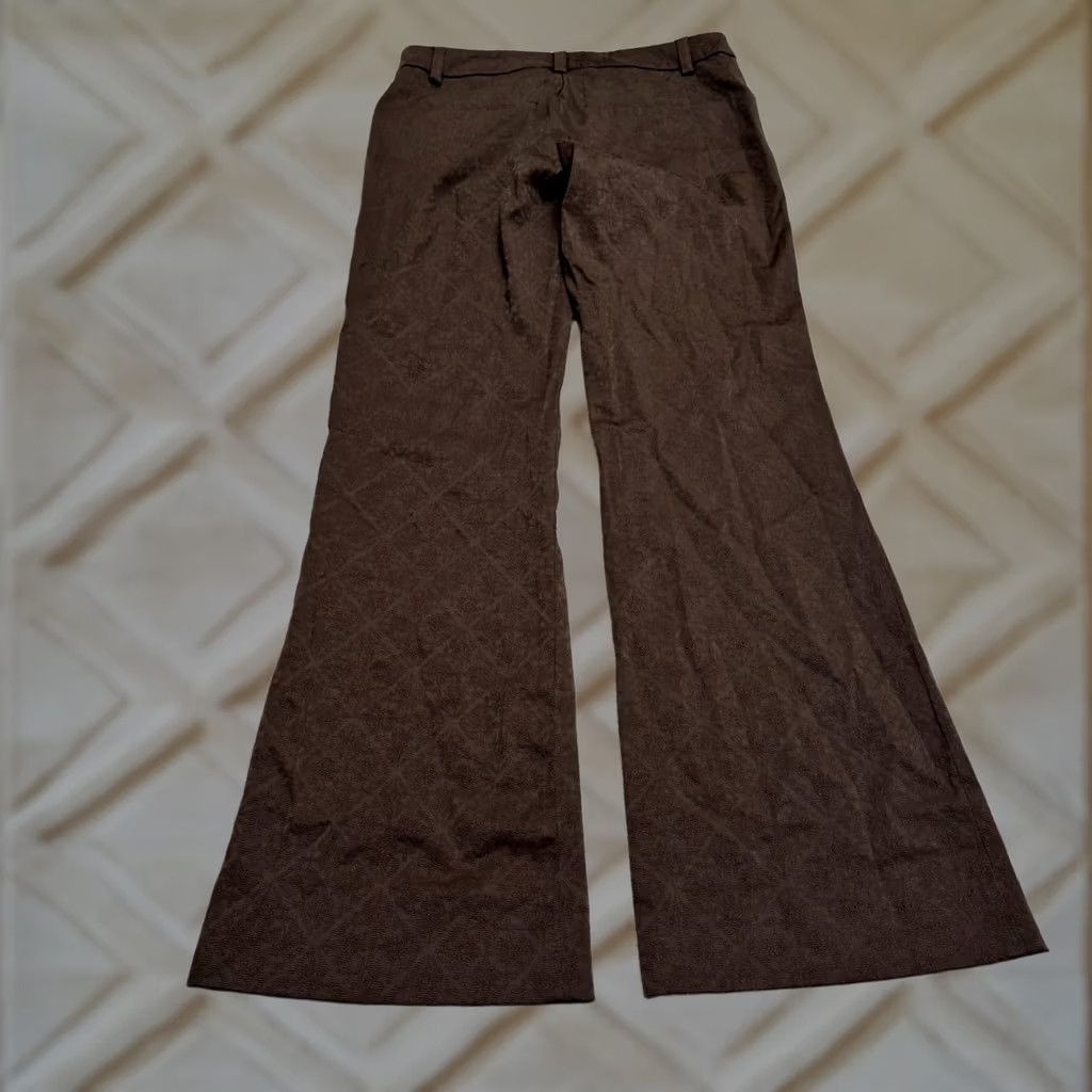 Vintage Womyn Dress Pants Flared Jacquard High Rise Brown Argyle Diamond 10 Women's Pants Size 32" / US 10 / IT 46 - 1 Thumbnail