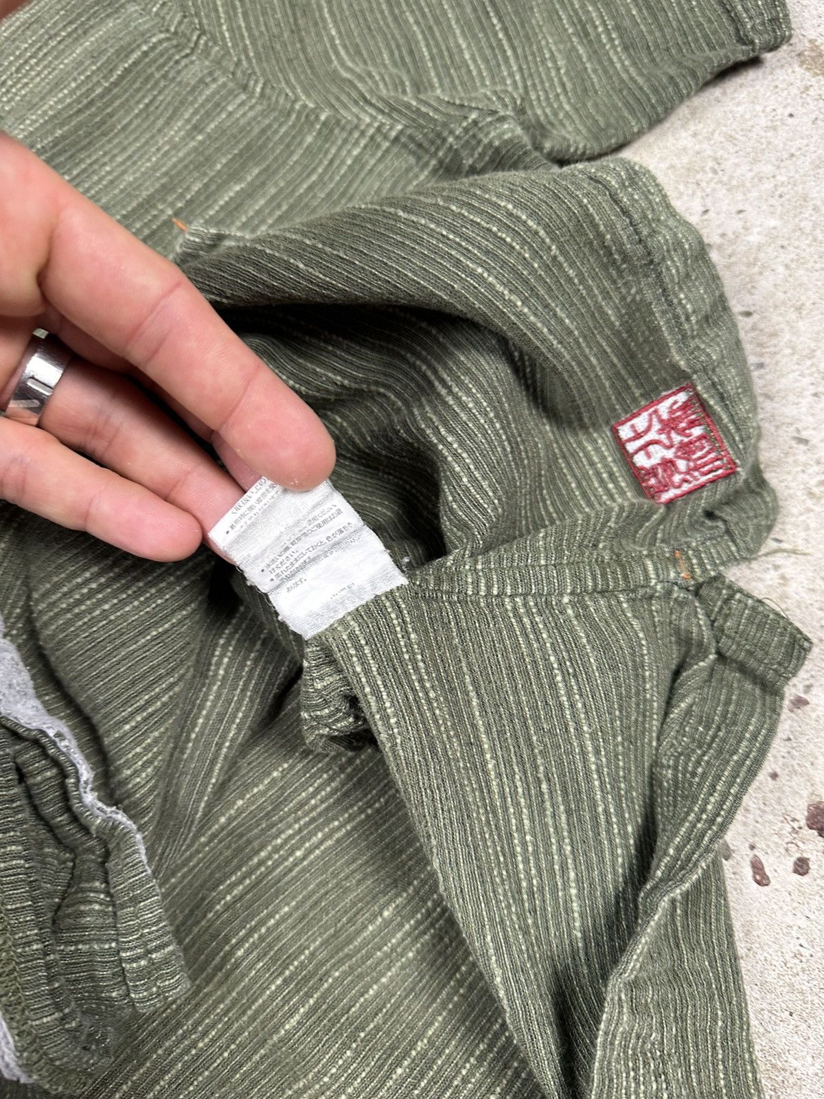 Japanese Brand × Vintage Vintage Y2K Japanese Khaki Striped Short Sleeve Shirt Size US M / EU 48-50 / 2 - 8 Thumbnail