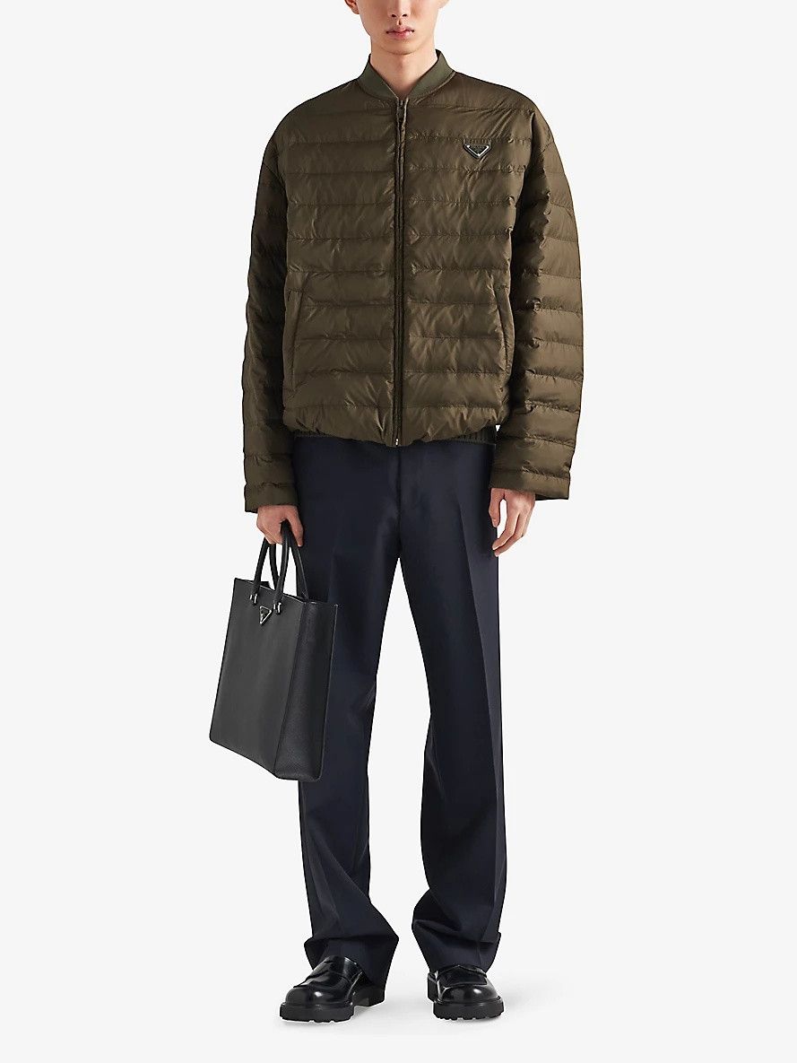 Prada o1bcso1str1025 Triangle-Logo Shell-Down Jacket in Green Size US L / EU 52-54 / 3 - 2 Thumbnail