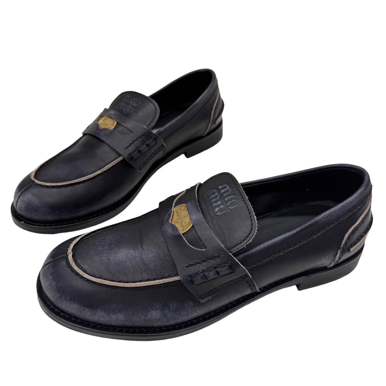 Miu Miu Miu Miu Coin Leather Loafers Size 39 Size US 9 / IT 39 - 1 Thumbnail