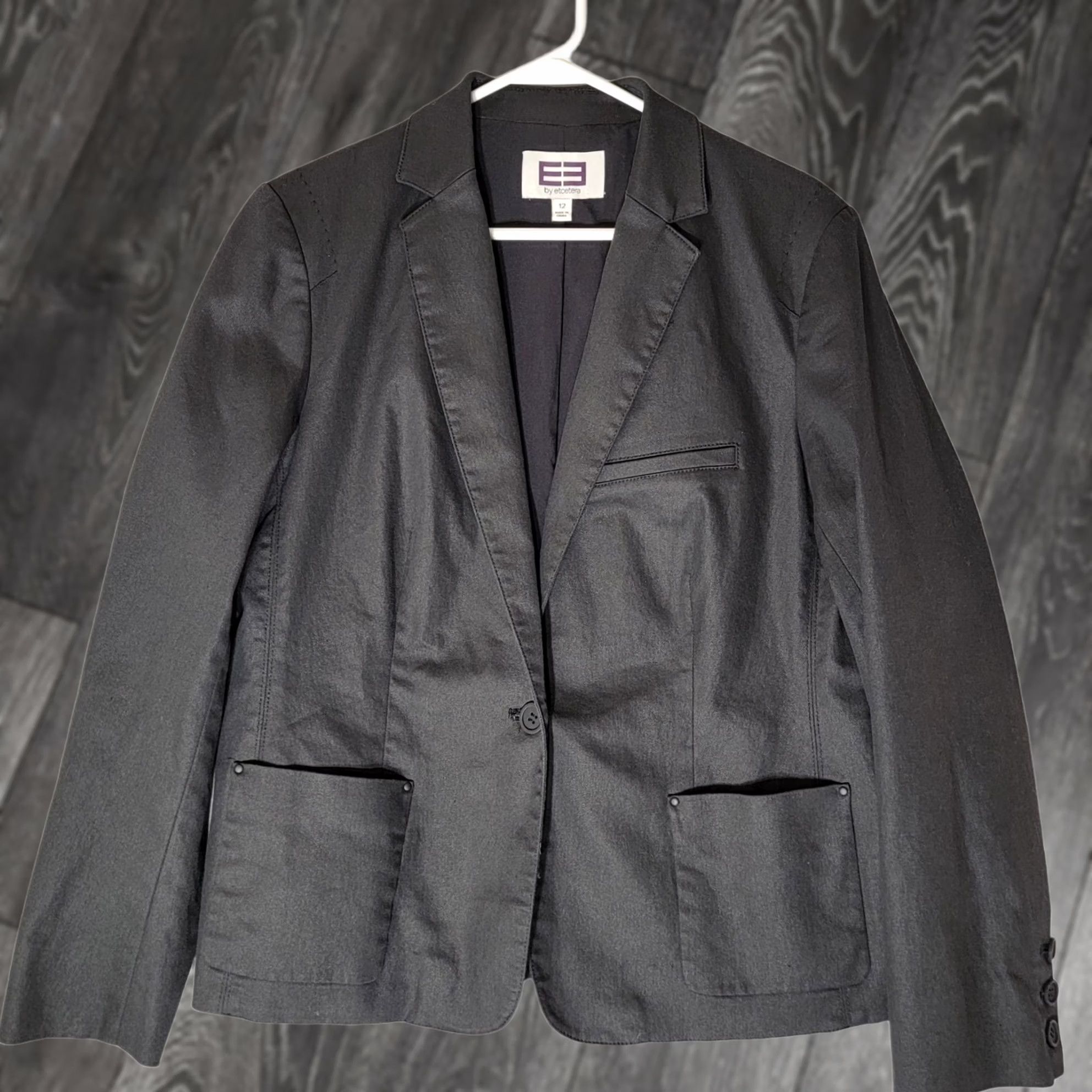 Cotton On Etcetera Blazer Jacket Black 12 Cotton One Button Pockets Notch Lined Shoulder Pads Single-Breasted Women’s Blazer Size XL / US 12-14 / IT 48-50 - 1 Thumbnail