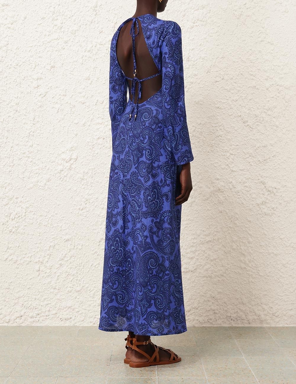 Zimmermann oc11z0525 Ottie Bias Backless Midi Dress in Blue Size M / US 6-8 / IT 42-44 - 4 Thumbnail