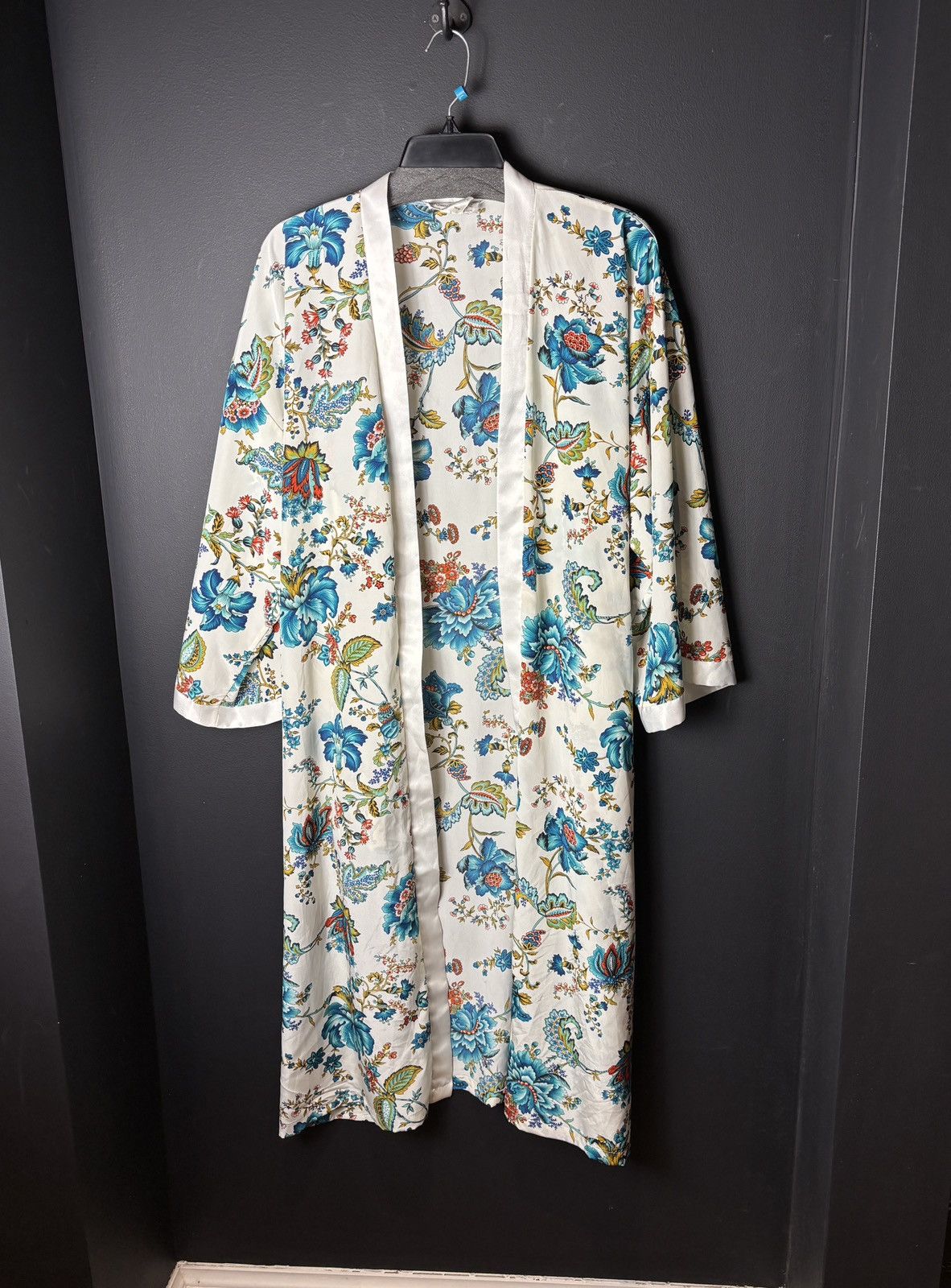 Vintage 2000s Vintage Bath Robe Silk Floral Polyester Lounge Sleep Size XL / US 12-14 / IT 48-50 - 2 Thumbnail