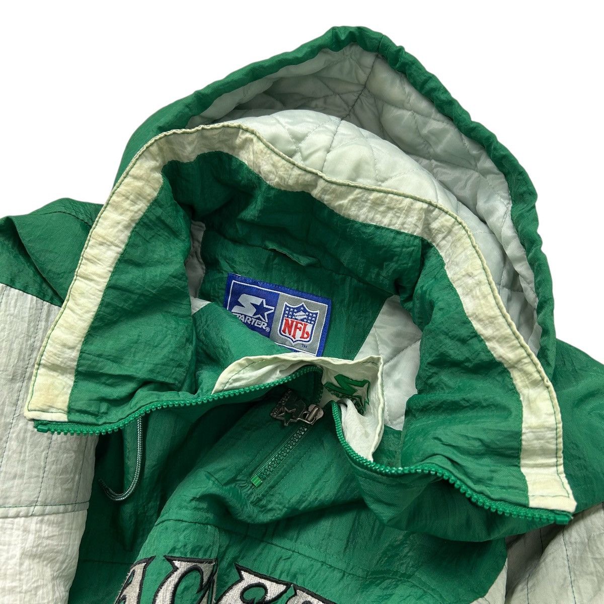 NFL VTG 90s PHILADELPHIA EAGLES STARTER HOODED PULLOVER PUFFER Size US XL / EU 56 / 4 - 9 Thumbnail