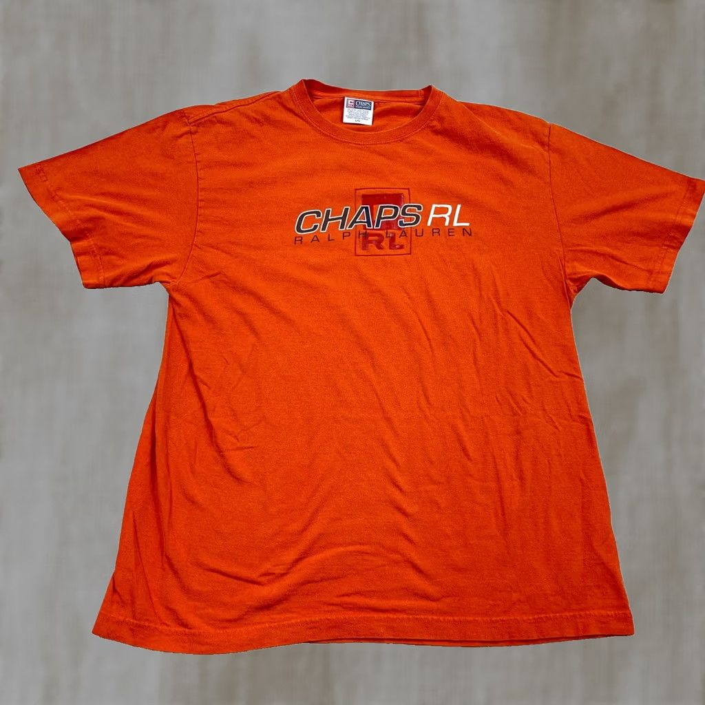 Chaps VINTAGE Chaps Shirt Mens L Orange Ralph Lauren Men Tee Spell Out Logo 90s Y2K Size US L / EU 52-54 / 3 - 1 Thumbnail