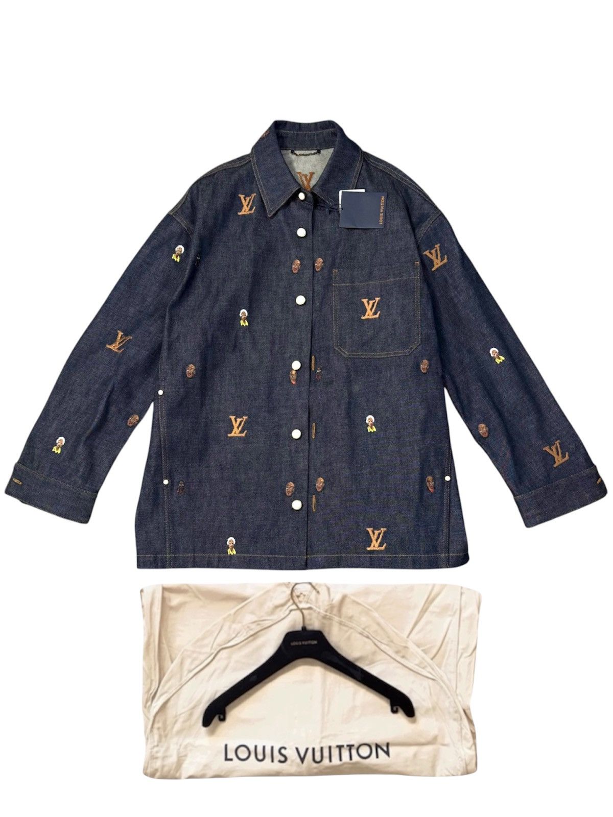 Louis Vuitton Louis Vuitton Pharrell 48 Portrait Embroidered Denim Jacket Size US M / EU 48-50 / 2 - 1 Thumbnail