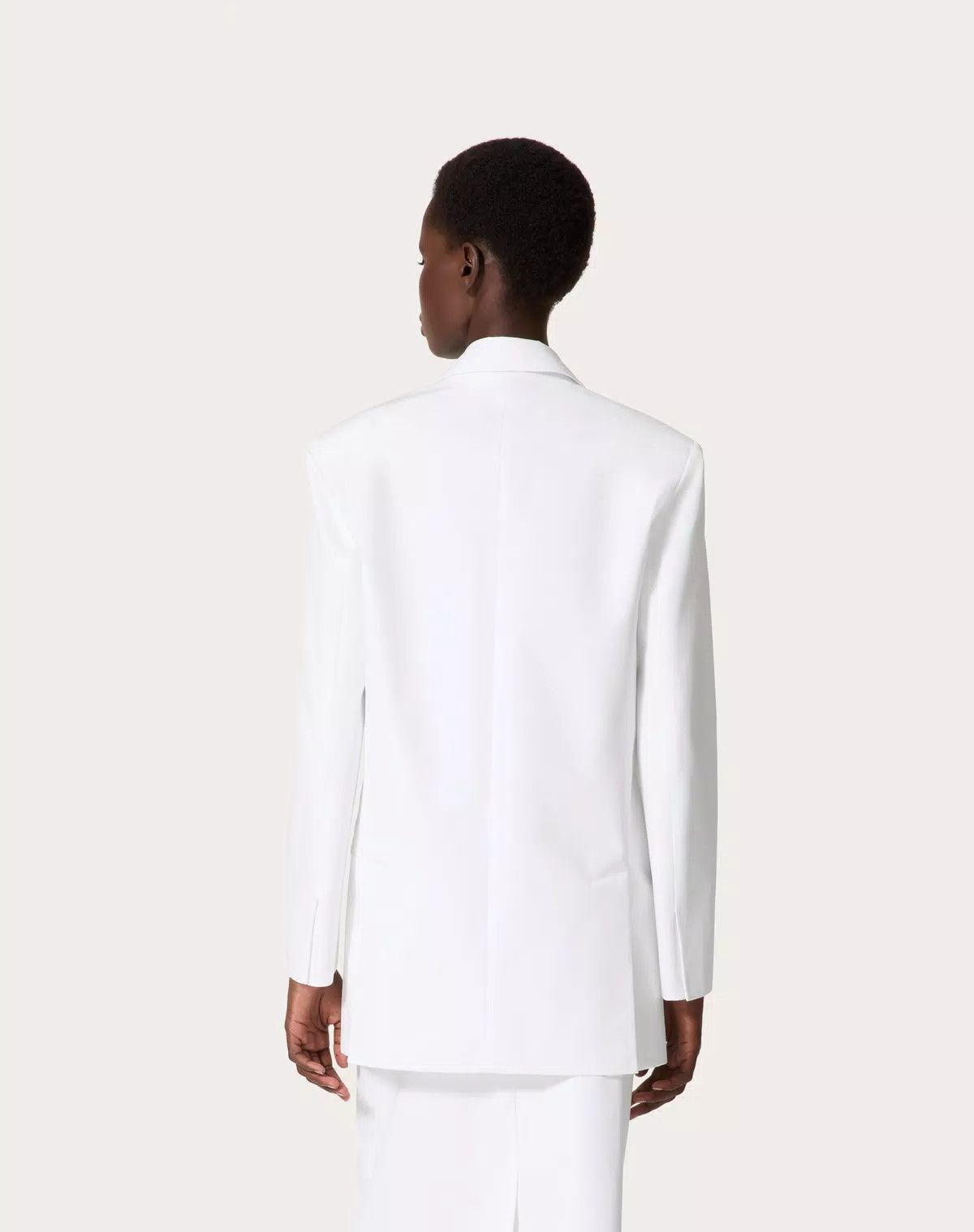 Valentino o1s1wg110625 Compact Popeline Blazer in White Size M / US 6-8 / IT 42-44 - 5 Thumbnail