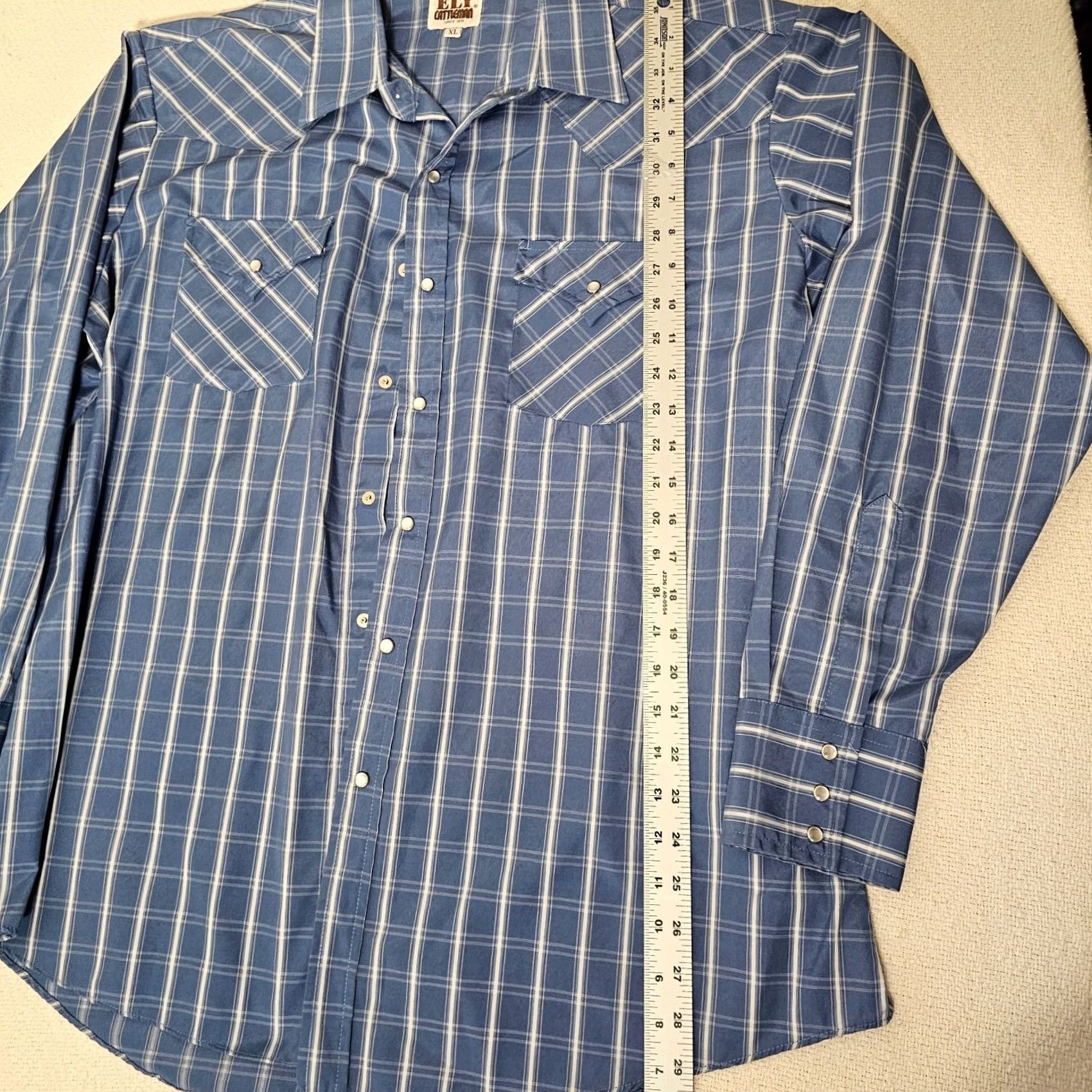 Vintage VINTAGE Ely Cattleman Shirt Men's XL Blue Plaid Western Pockets Pearl Snap Button Down Size US XL / EU 56 / 4 - 5 Thumbnail