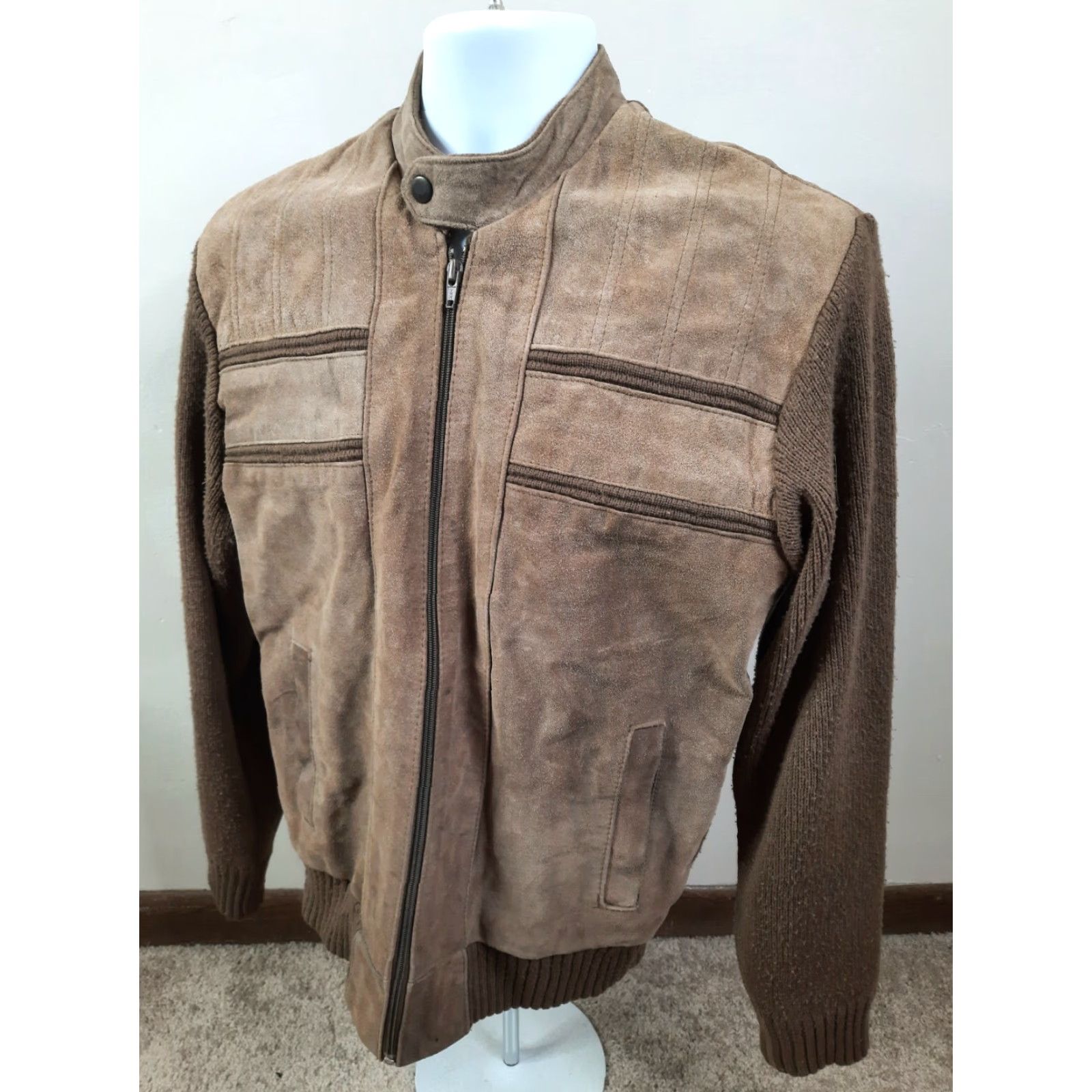 Vintage VINTAGE 70s REPAGE LEATHER Suede JACKET / Sweater Mens Medium Coat Bomber Jacket Brown M Full Zip Mens Size US M / EU 48-50 / 2 - 6 Thumbnail