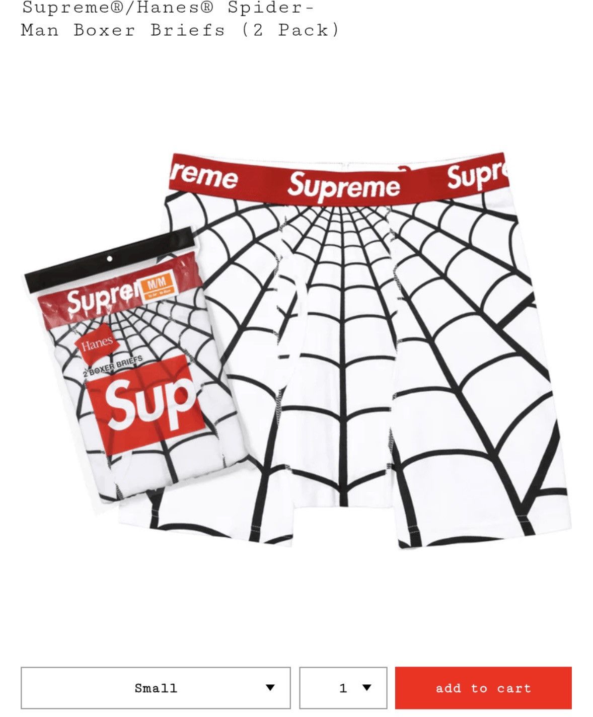 Supreme Supreme spiderwebs underwear 2 pack Size 30 - 1 Preview