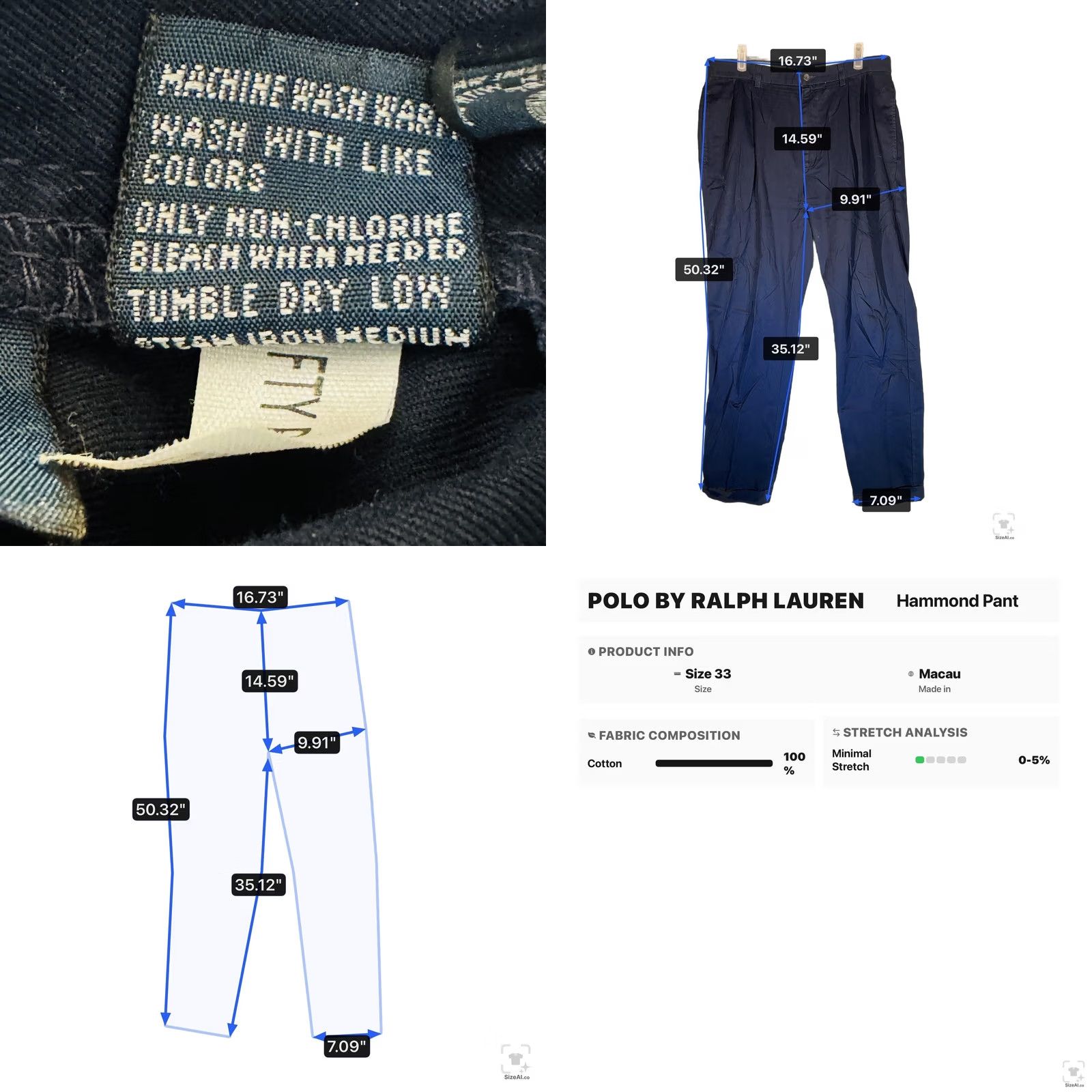 Polo Ralph Lauren Polo by Ralph Lauren Hammond Chino Pants Boys M 33x32 Blue Twill 100% Cotton Size US M / EU 48-50 / 2 - 9 Thumbnail