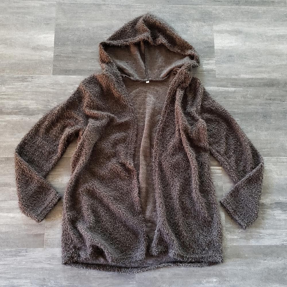 Designer Dark Chocolate Fur Detailed Cardigan Long Sleeve Size M / US 6-8 / IT 42-44 - 1 Thumbnail