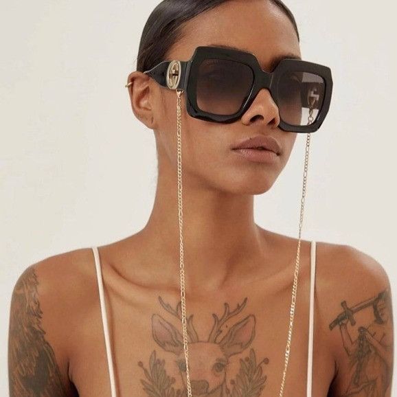 Gucci Gucci GG1022S 005 Sunglasses Black Square Frame Size ONE SIZE - 1 Thumbnail