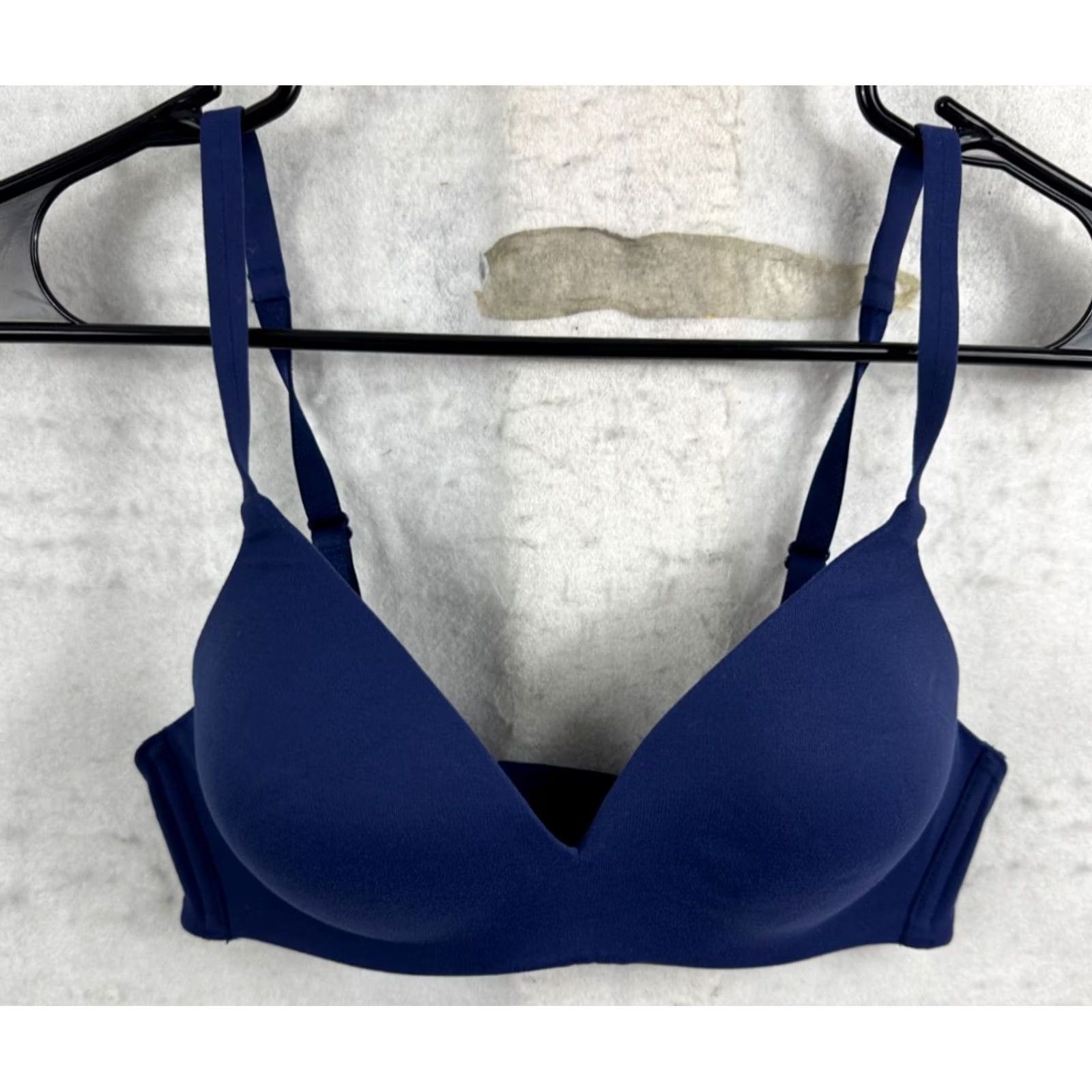 Vintage Wacoal Shirt Bra Womens 34B Wireless Navy Women Size Nylon Spandex adjustable Size ONE SIZE - 2 Thumbnail