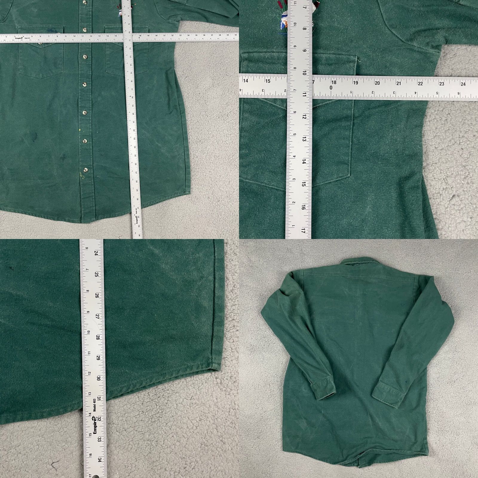 Vintage VINTAGE Winter Run Chamois Shirt - Green, Heavyweight Flannel, Button-Up, Cotton, Long Sleeve, Spread Collar, Size L (Tall) - Men’s, Casual, USA Made Size US L / EU 52-54 / 3 - 8 Thumbnail