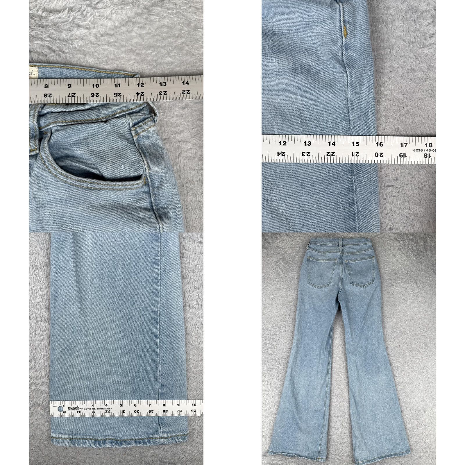 Vintage VINTAGE? No — Universal Thread Jeans Women 00 Short Light Wash High Rise Flare Denim Jeans Size 24" / US 00 / IT 34 - 9 Thumbnail