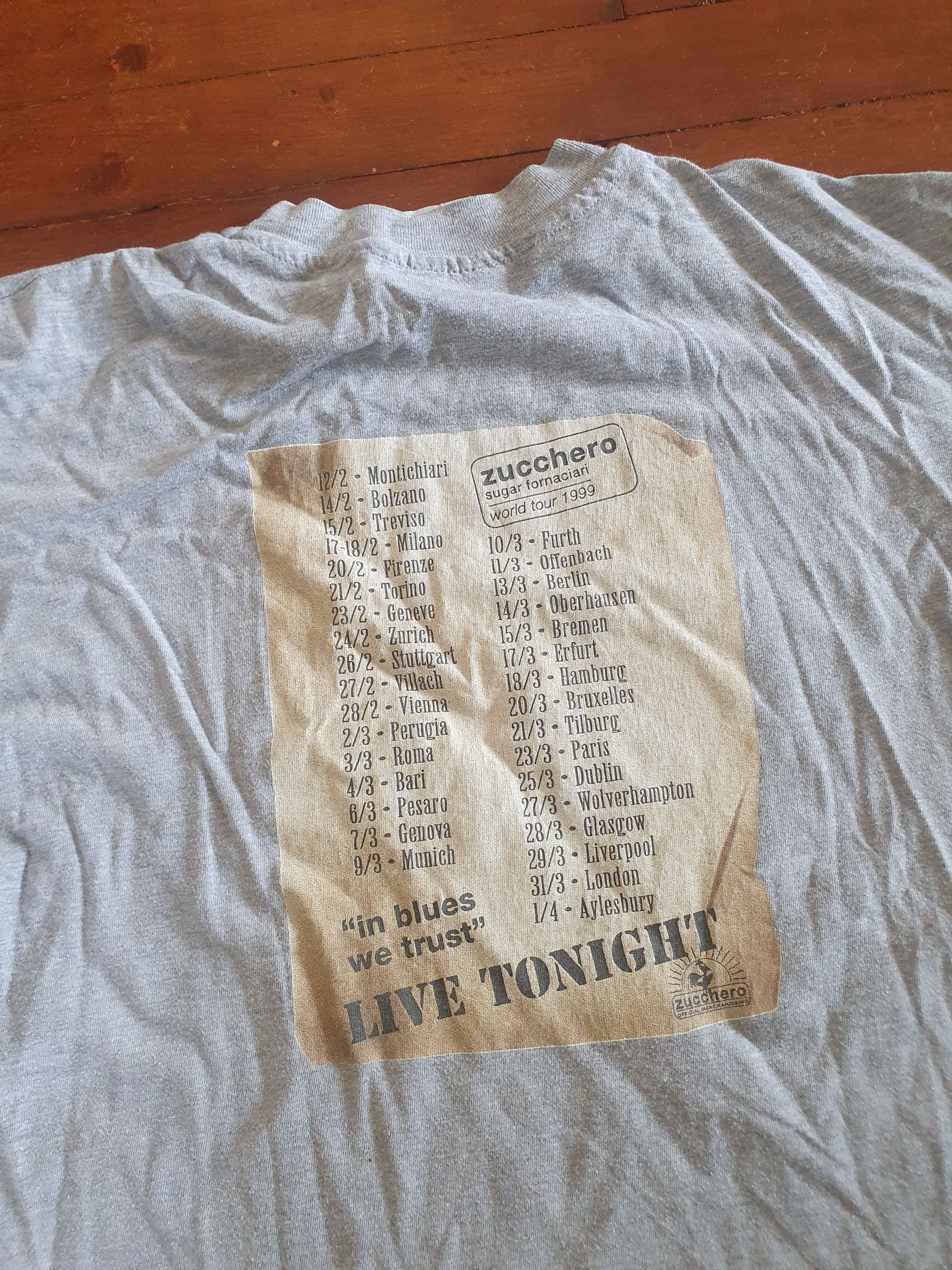Band Tees × Hanes × Vintage Zucchero Blue Sugar Fornaciari World Tour Vtg 1999 tee sz L Size US L / EU 52-54 / 3 - 2 Thumbnail