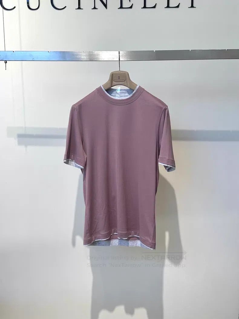 Brunello Cucinelli Brunello Cucinelli Men's Solid Color Mock Two-Piece T-Shir Size US XS / EU 42 / 0 - 6 Thumbnail