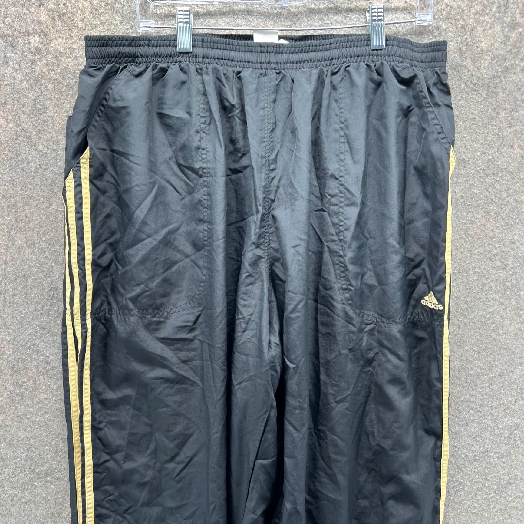 Adidas VINTAGE adidas Pants Men 2XL Black Yellow Windbreaker Trefoil Zip Track Pants Size US 39 - 7 Thumbnail
