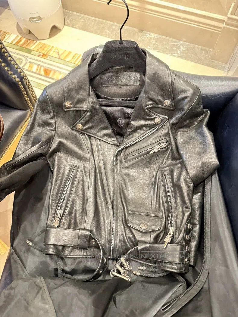 Chrome Hearts Classic Black Leather Motorcycle Jacket. Size US M / EU 48-50 / 2 - 5 Thumbnail