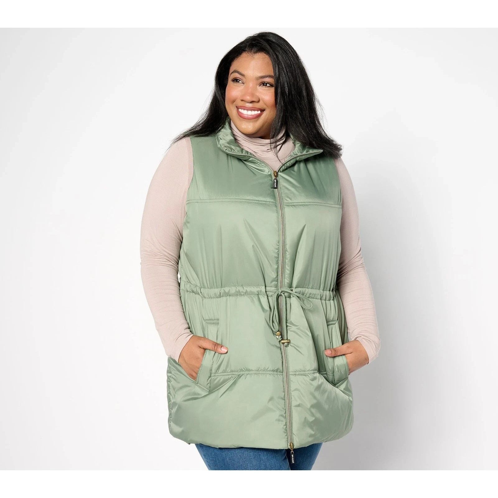 Oliver Peoples Peace Love World Pufer Vest with Cinch Waist Sage 1X A628272 Size ONE SIZE - 1 Thumbnail