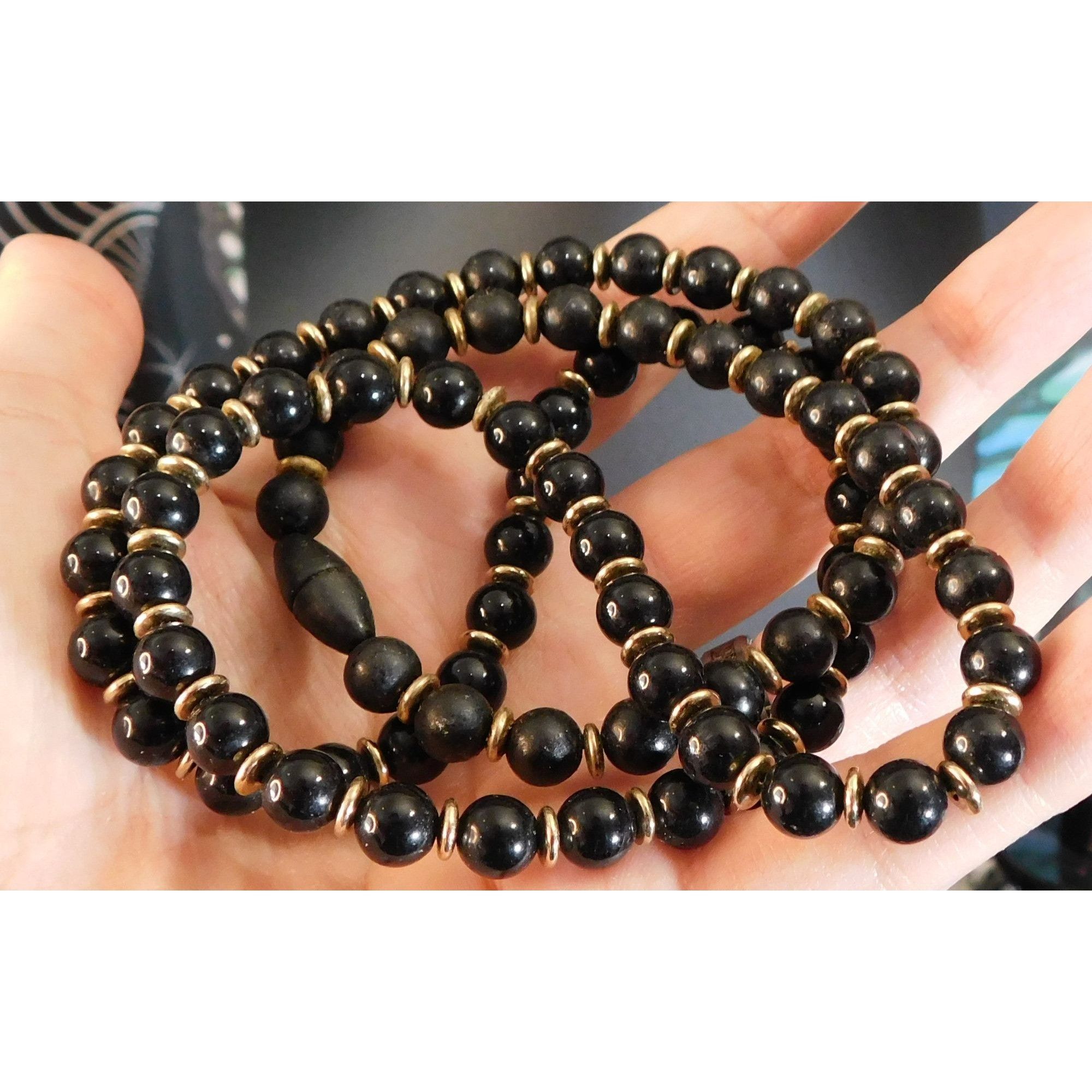 Other Simple Black And Gold Tone Beaded Necklace Size ONE SIZE - 4 Thumbnail
