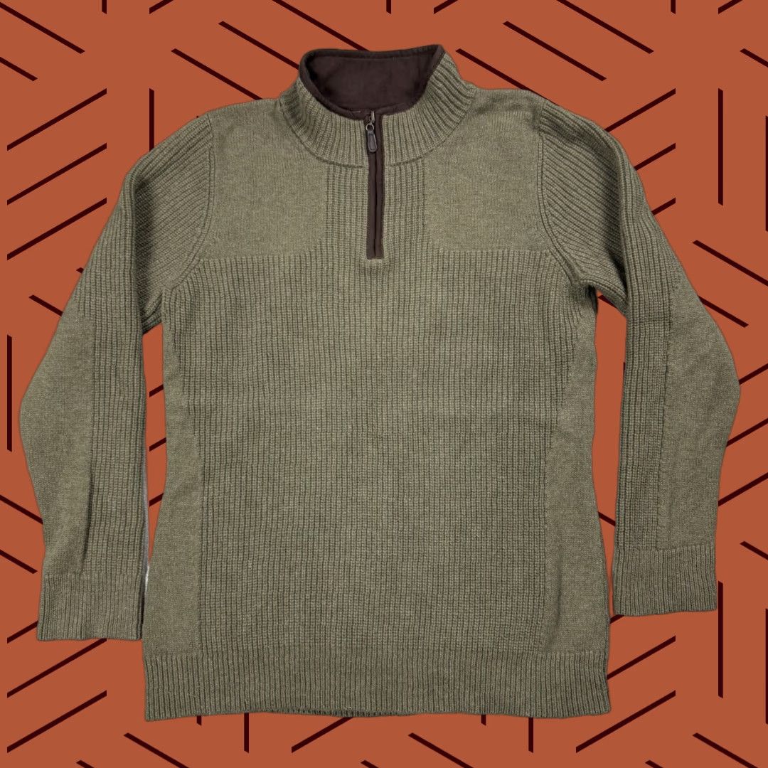 L.L. Bean Women's Merino Wool Hunting Sweater 1/4 Zip Pullover Size XL Brown Outdoor