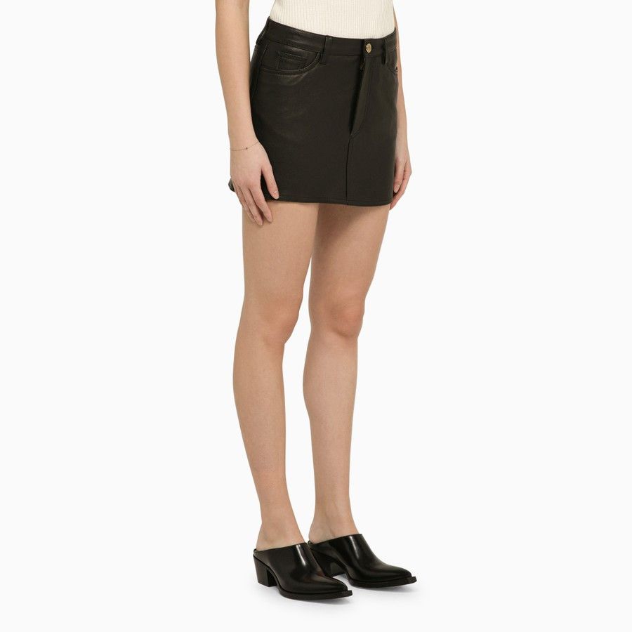 Etro o1d2blof0824 Leather Mini Skirt in Black Size 27" / US 4 / IT 40 - 3 Thumbnail