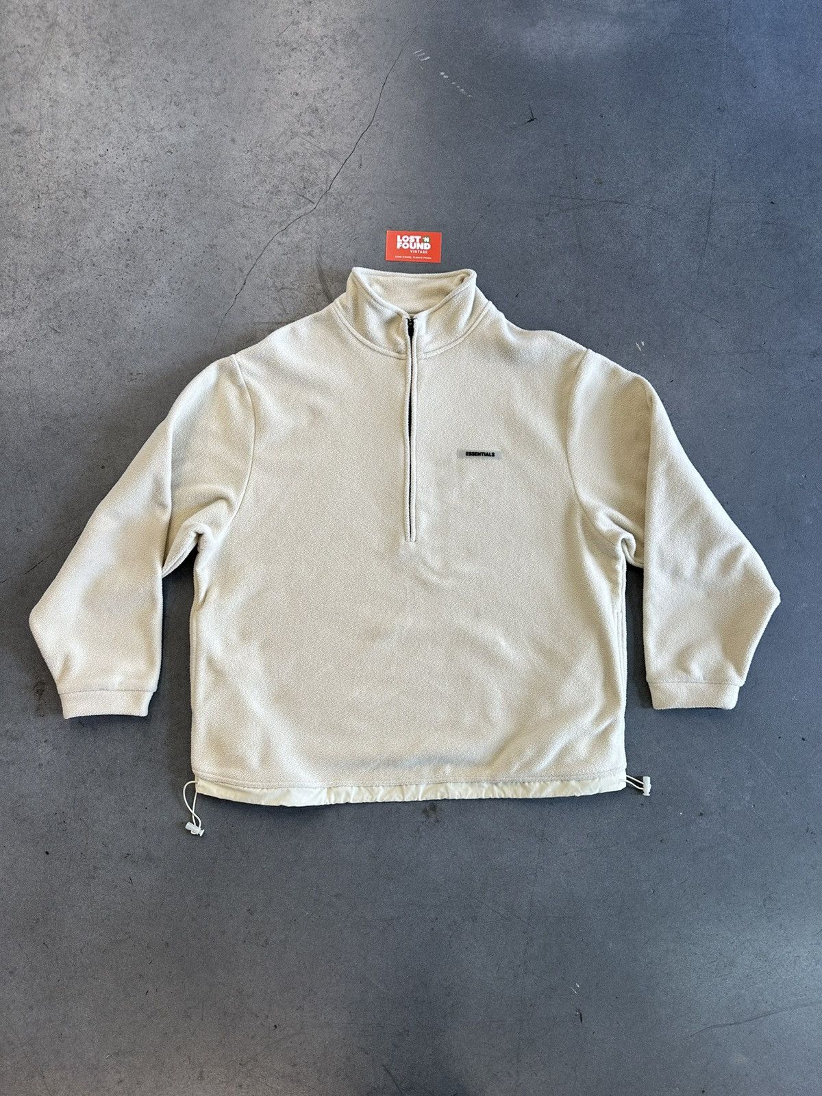 image of Essentials Half-Zip Polar Fleece Sweatshirt in Oatmeal, Men's (Size Large)