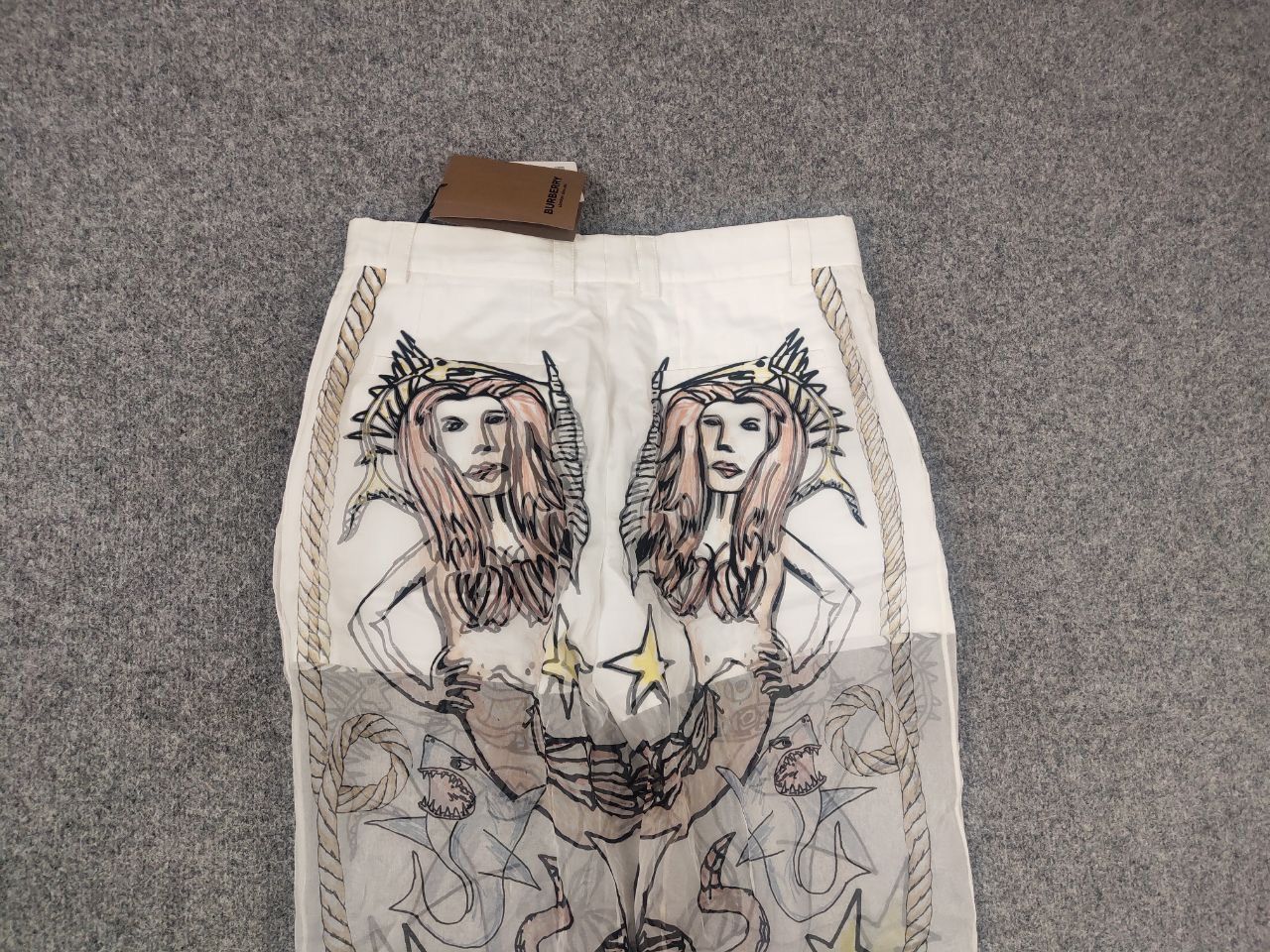 Burberry Rare Burberry By Marine Sketch Print Layered Silk Pants Size US 32 / EU 48 - 11 Thumbnail