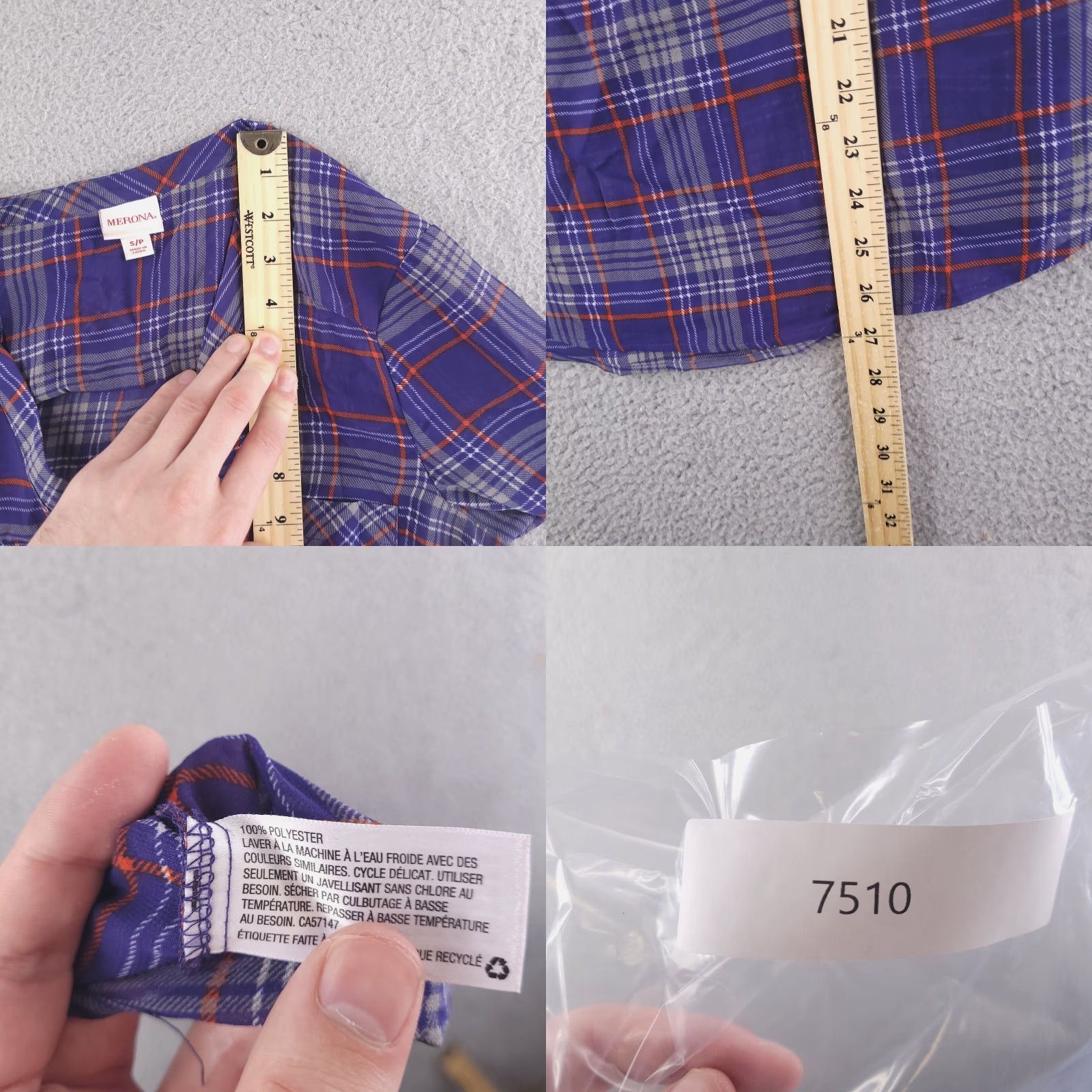 Merona Merona Blouse Shirt Womens Small Purple Sheer Plaid Popover Knit? Size S / US 4 / IT 40 - 8 Thumbnail