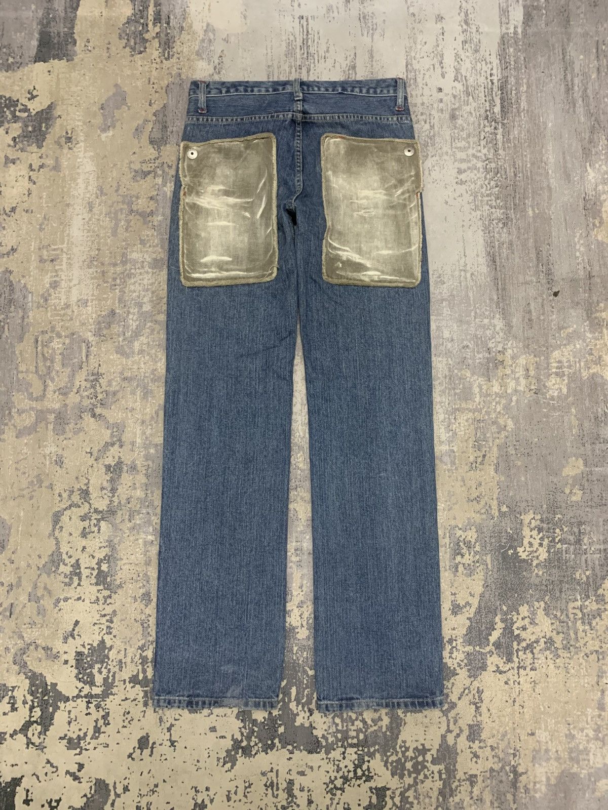 If Six Was Nine VINTAGE TOUGH JEANSMITH PATCHWORK DISTRESSED DENIM Size US 31 - 11 Thumbnail