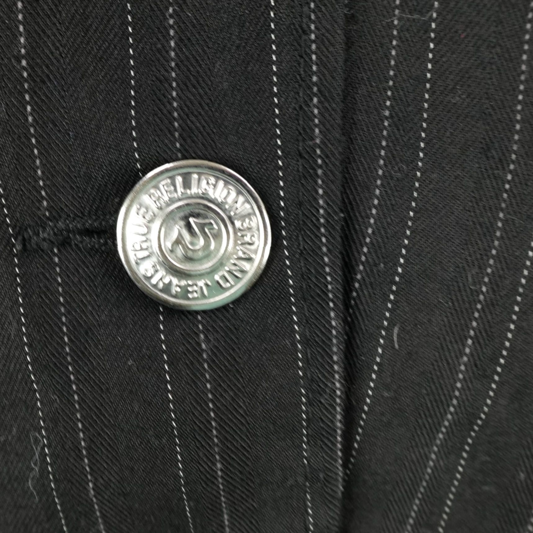 True Religion True Religion Blazer Women’s Large Black Pinstriped 2-Button Y2K Sport Coat Size L / US 10 / IT 46 - 4 Thumbnail