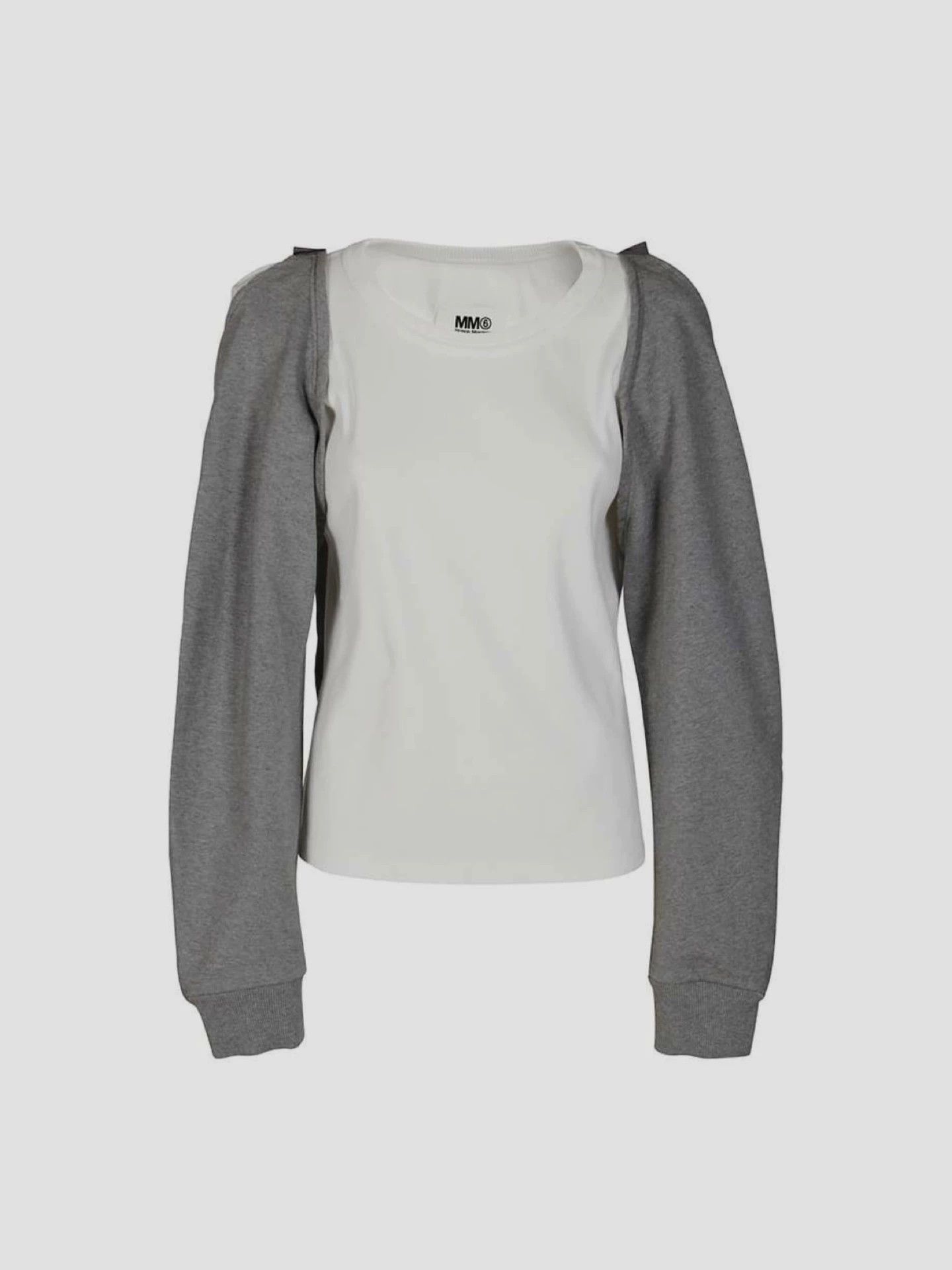 MM6 MM6 S/S21 Deconstructed Sweatshirt White & Gray S Size S / US 4 / IT 40 - 6 Thumbnail